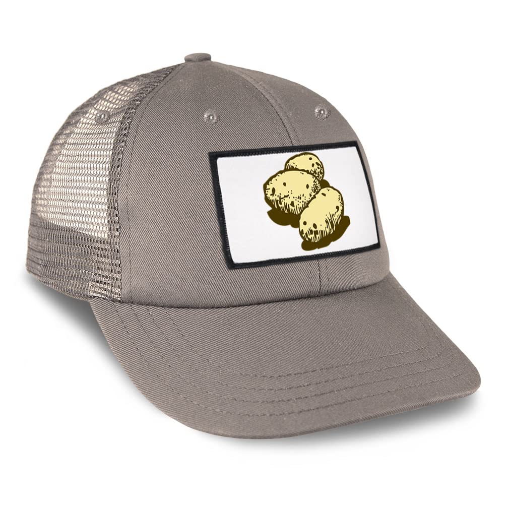 Speedy Pros Patch Hat - Vintage Trucker Baseball Cap with Potatoes, Fruits & Vegetables Design - Perfect for Food & Beverage Industry Workers, Farmers Market, and Casual Wear