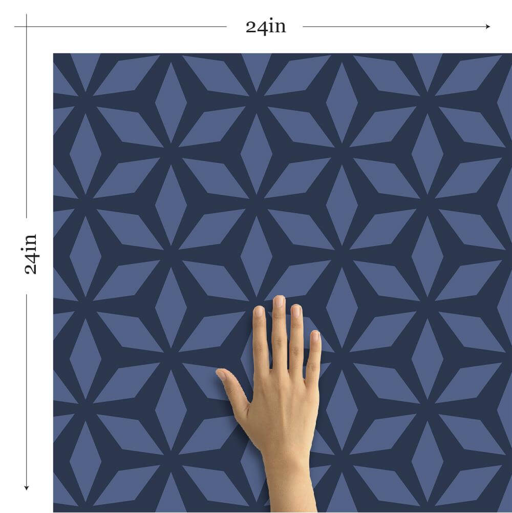 Royal Blue Diamond Geometric Peel and Stick Removable Wallpaper - Self-Adhesive Decorative Wall Covering for Bedroom, Living Room, Office & Nursery Decor