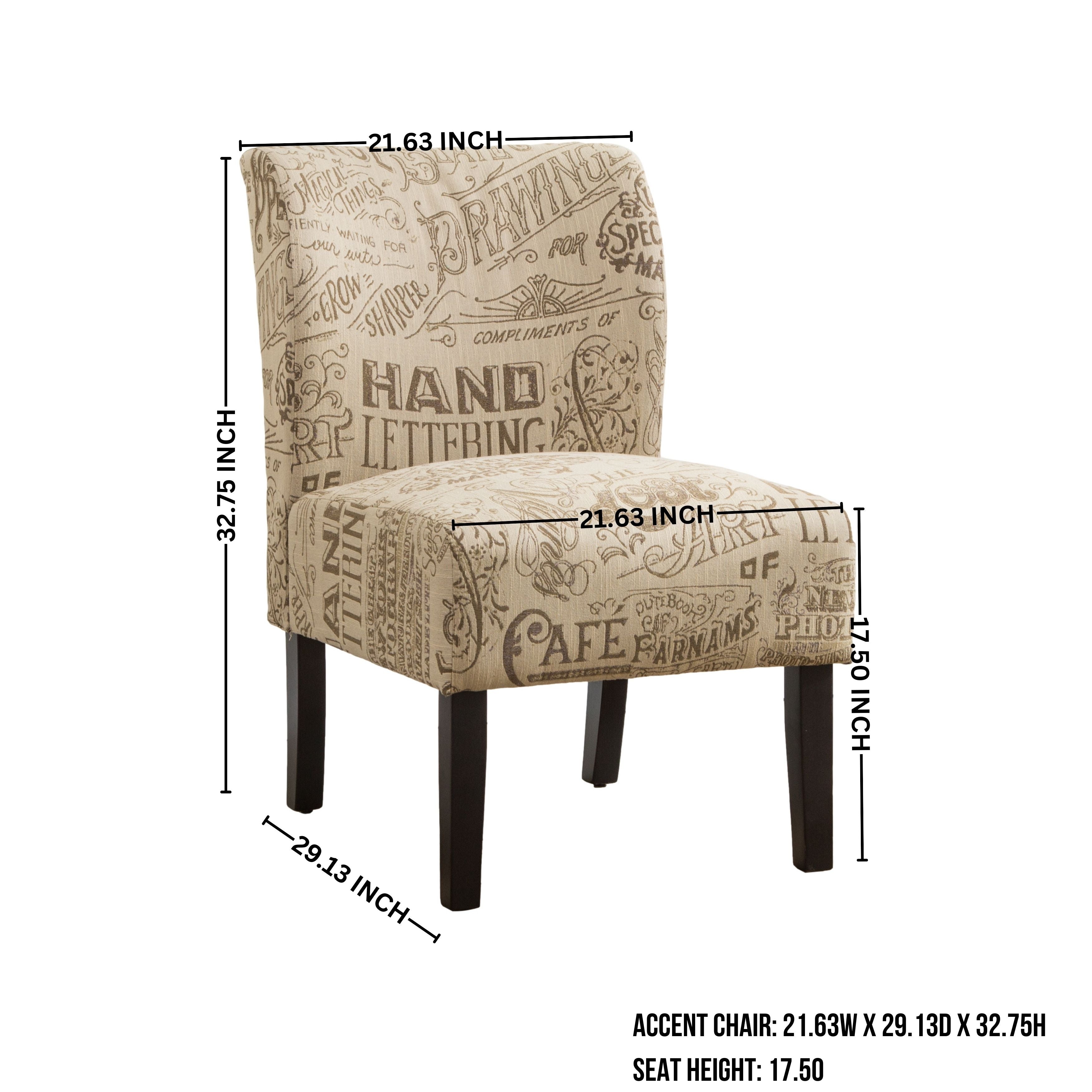 Modern Capa Fabric Armless Accent Chair by Roundhill Furniture - Stylish Contemporary Living Room Seating for Home Office, Lounge & Reading Nook