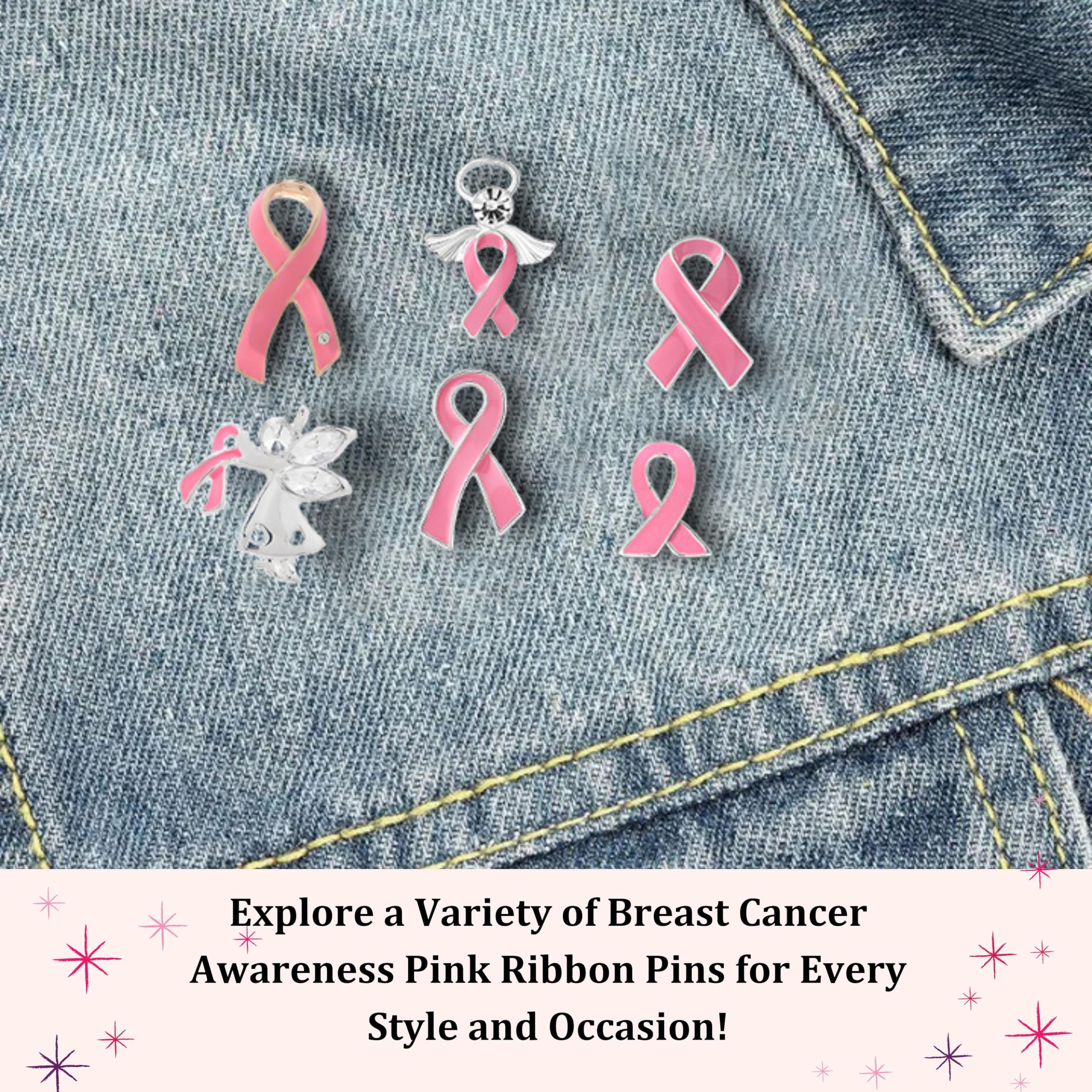 25/50/100/500pcs Breast Cancer Awareness Pins - Bulk Pink Ribbon Lapel Pins for Support Groups, Fundraising & Events - Inspirational Promotional Gifts for Survivors, Nurses & Advocates - Perfect for Charity Walks, Conferences & Awareness Campaigns