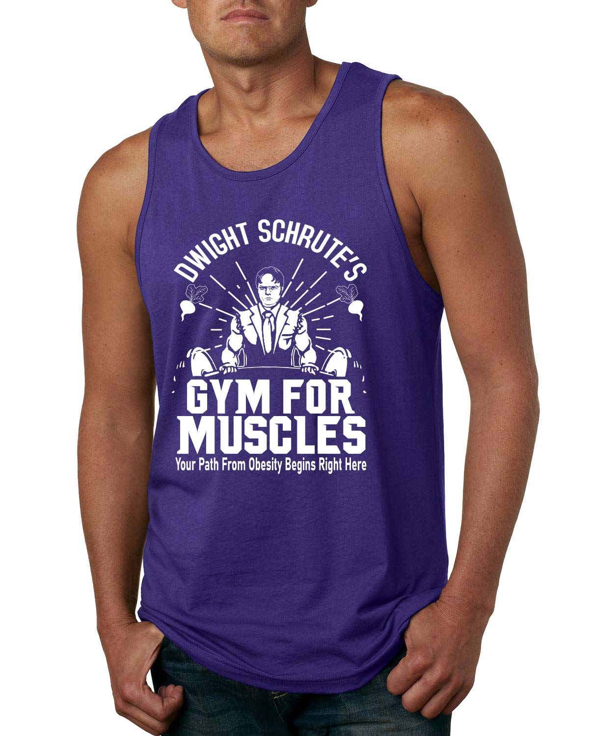 Wild Bobby Dwight Schrute's Gym for Muscles Funny Graphic Tank Top for Men | Pop Culture Fitness Apparel | Perfect for Gym Workouts, Casual Wear & Fan Costumes