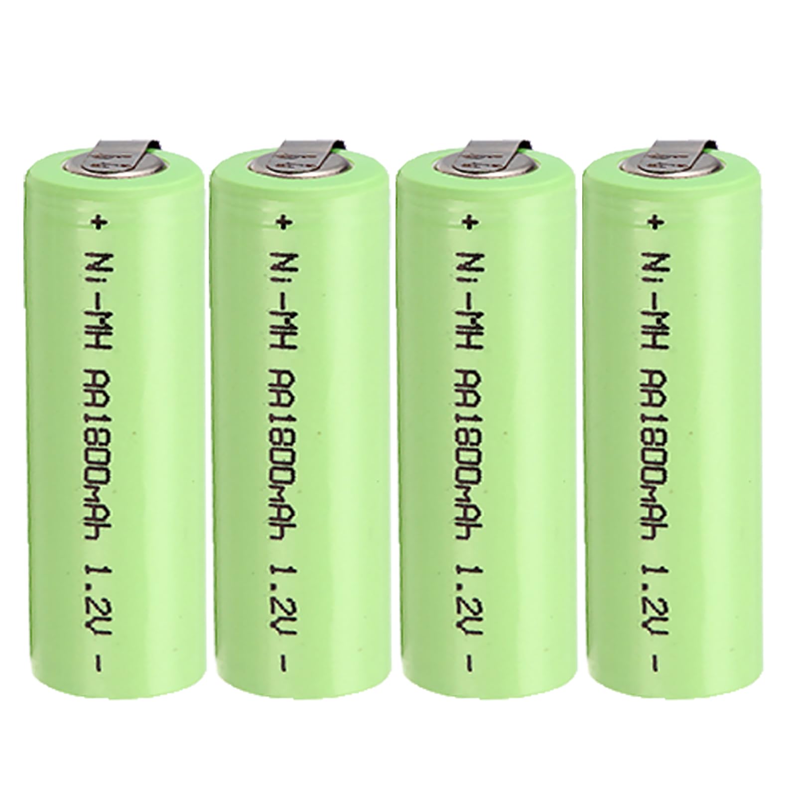 Ni-MH Rechargeable AA Batteries 1.2V 1800mAh with Solder Tabs - 4 Pack | Pre-Charged Double A Batteries for Solar Lights, Police Scanners, Flashlights | Ideal for Outdoor, Emergency & DIY Electronics Use