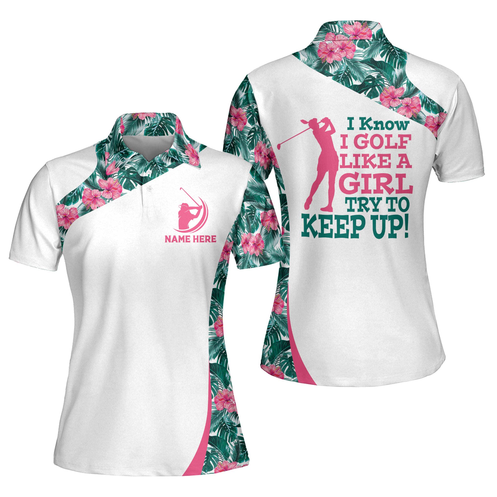 LASFUN Custom Women's Golf Shirts Short Sleeve - 3D Printed Funny Golf Outfits for Ladies - Moisture Wicking Performance Polo for Golfing, Practice & Casual Wear