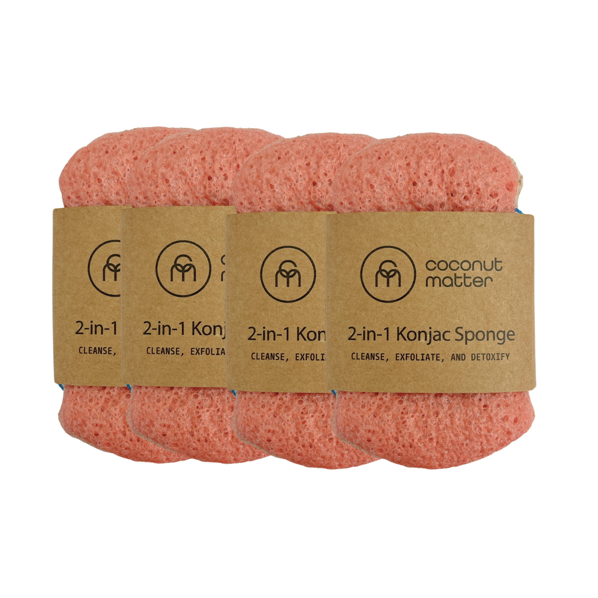 2 in 1 Konjac Body Sponge (4 Pack) - Exfoliating & Cleansing Facial & Body Scrub for Soft Skin - Perfect for Shower, Bath & Daily Skincare Routine