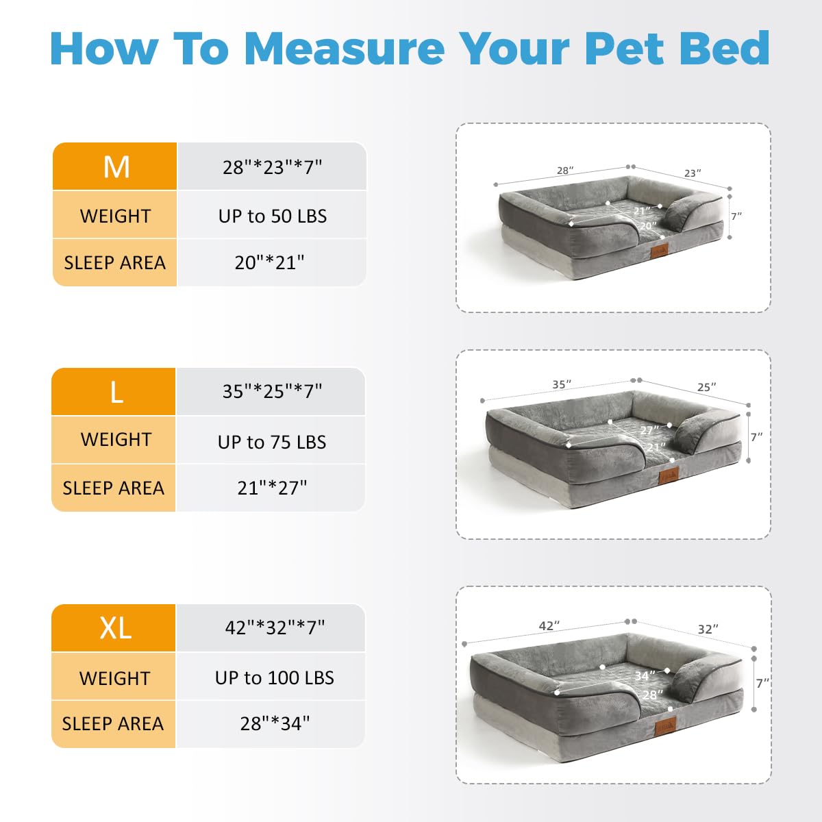 **Orthopedic Dog Bed Medium Size - Washable Removable Cover, Waterproof Pet Sofa for Small to Medium Dogs - Perfect for Home, Crate & Travel Use**