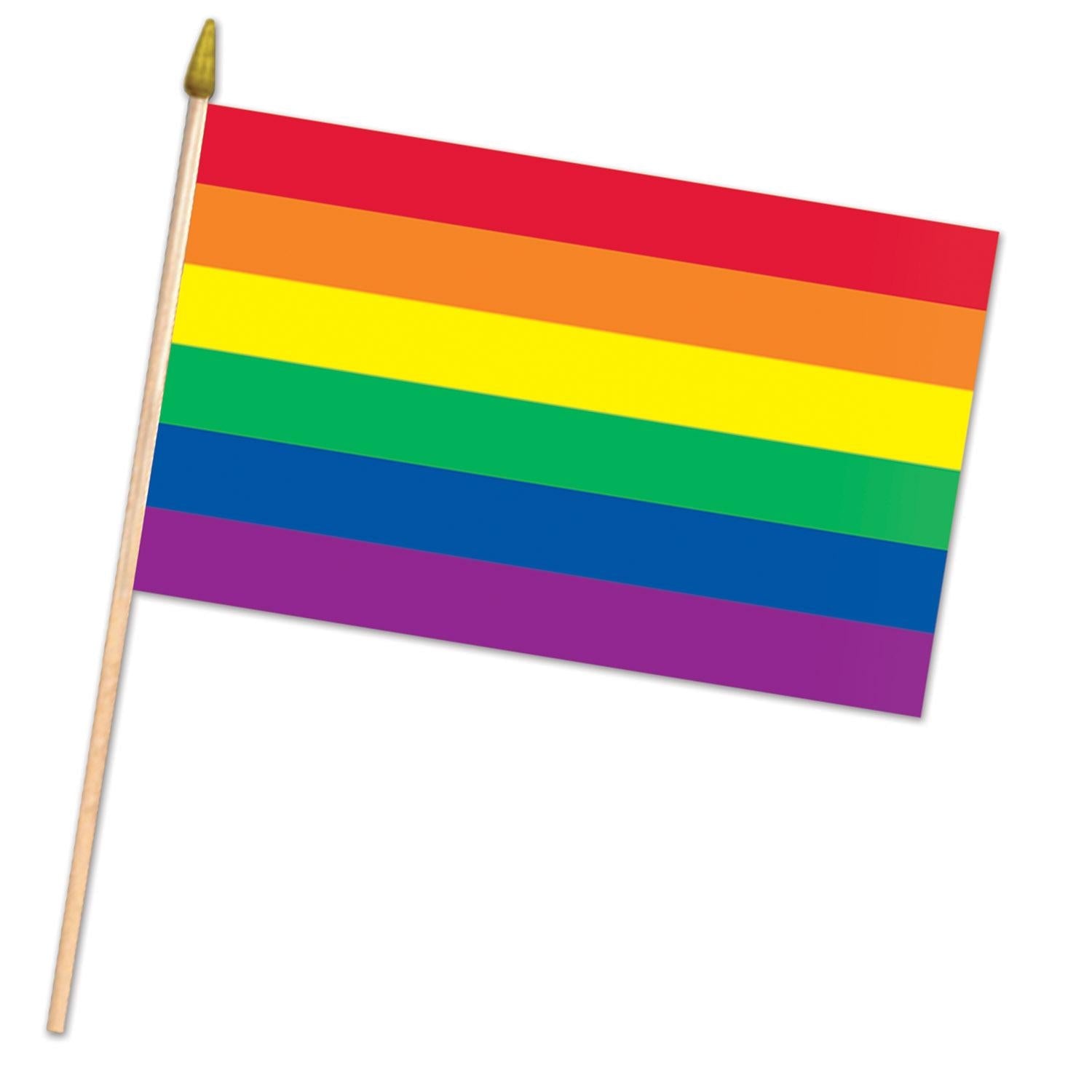 12 Pack Beistle 18 Inch Rainbow Party Flags - Colorful Fabric Decorative Banners for Birthday, Pride Parade, Baby Shower & Festival Decorations
