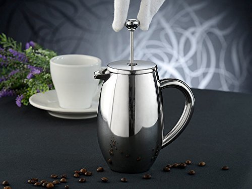 Rosenstein & Söhne Stainless Steel French Press Coffee Maker - 1L Double Wall Vacuum Insulated Thermal Carafe for Hot & Cold Brews | Perfect for Home, Office & Camping Use
