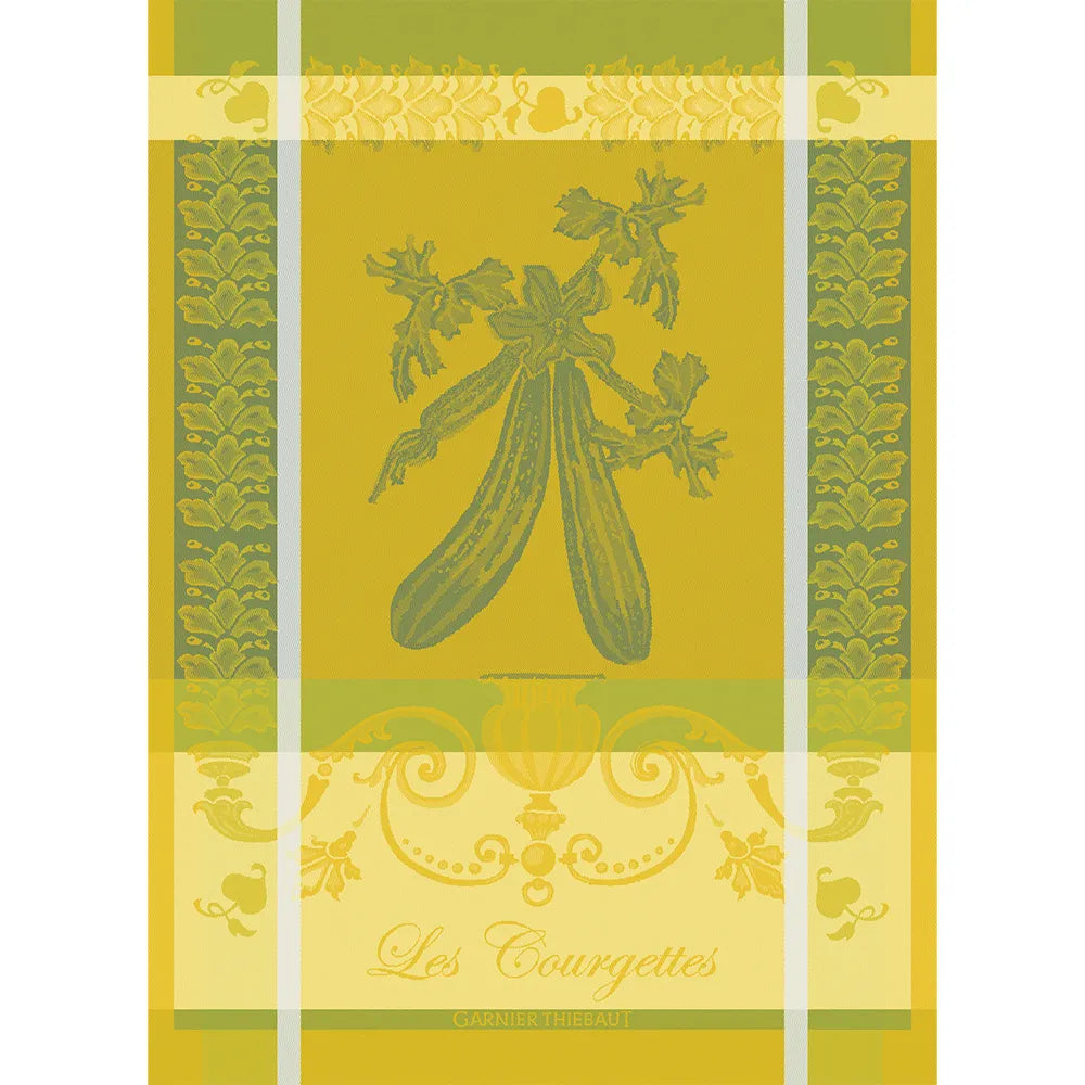Garnier Thiebaut Les Courgettes Jonquille Tea Towels - Premium French Kitchen Towels for Drying Dishes, Glassware & Hands - Perfect for Everyday Use, Hosting & Gifts