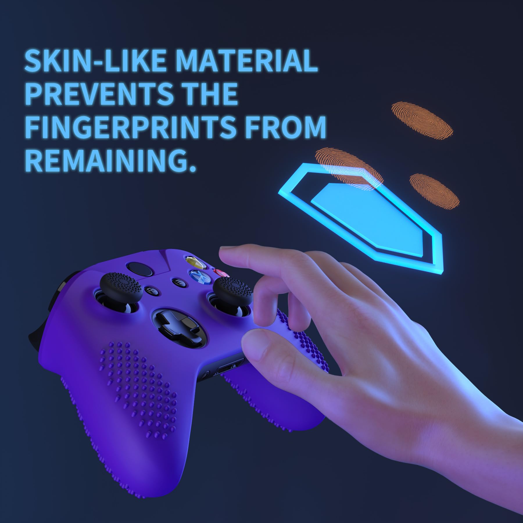 eXtremeRate PlayVital Soft Anti-Slip Purple Silicone Cover & Black Thumb Grips for Xbox One X/S Controller - Protective Skin Case (Controller Not Included) - Perfect for Gaming, Travel Protection and Enhanced Grip During Long Play Sessions