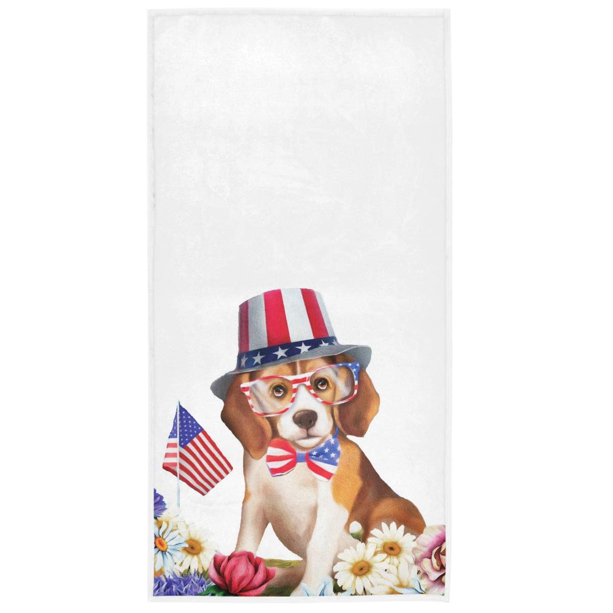 American Flag Dog Hand Towels - Patriotic Memorial Day & 4th of July Kitchen Dish Towels (16x30 in) - Soft Thin Guest Face Towels, Washcloths for Bath, Home Decor & Housewarming Gifts - Perfect for BBQ, Picnics & Patriotic Party Decorations