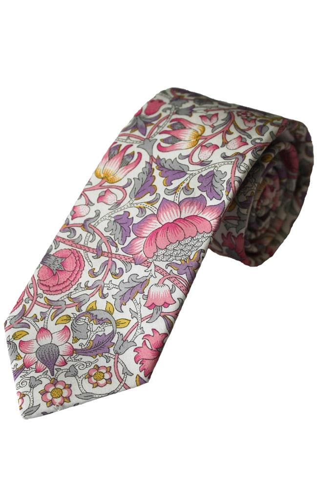LA Smith Lodden Boys Pink Cotton Tie - Premium Liberty Fabric - Perfect for School, Weddings & Formal Events