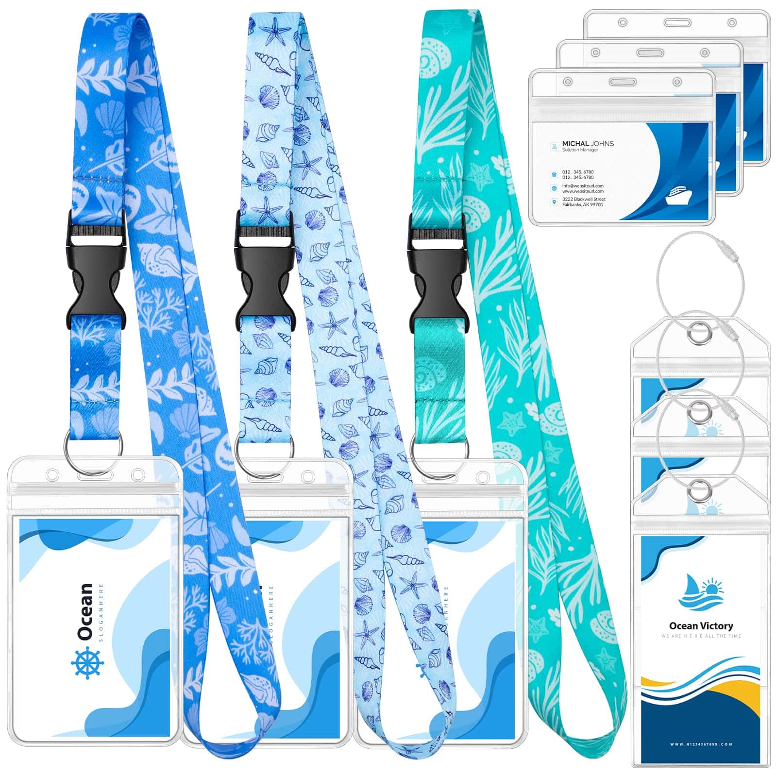 Waterproof Cruise Lanyard with Clear ID Badge Holder - Nautical Themed Ship Card Holder for SeaPass & Cruise Essentials (Perfect for Cruise Vacations, Beach Trips & Onboard Activities)