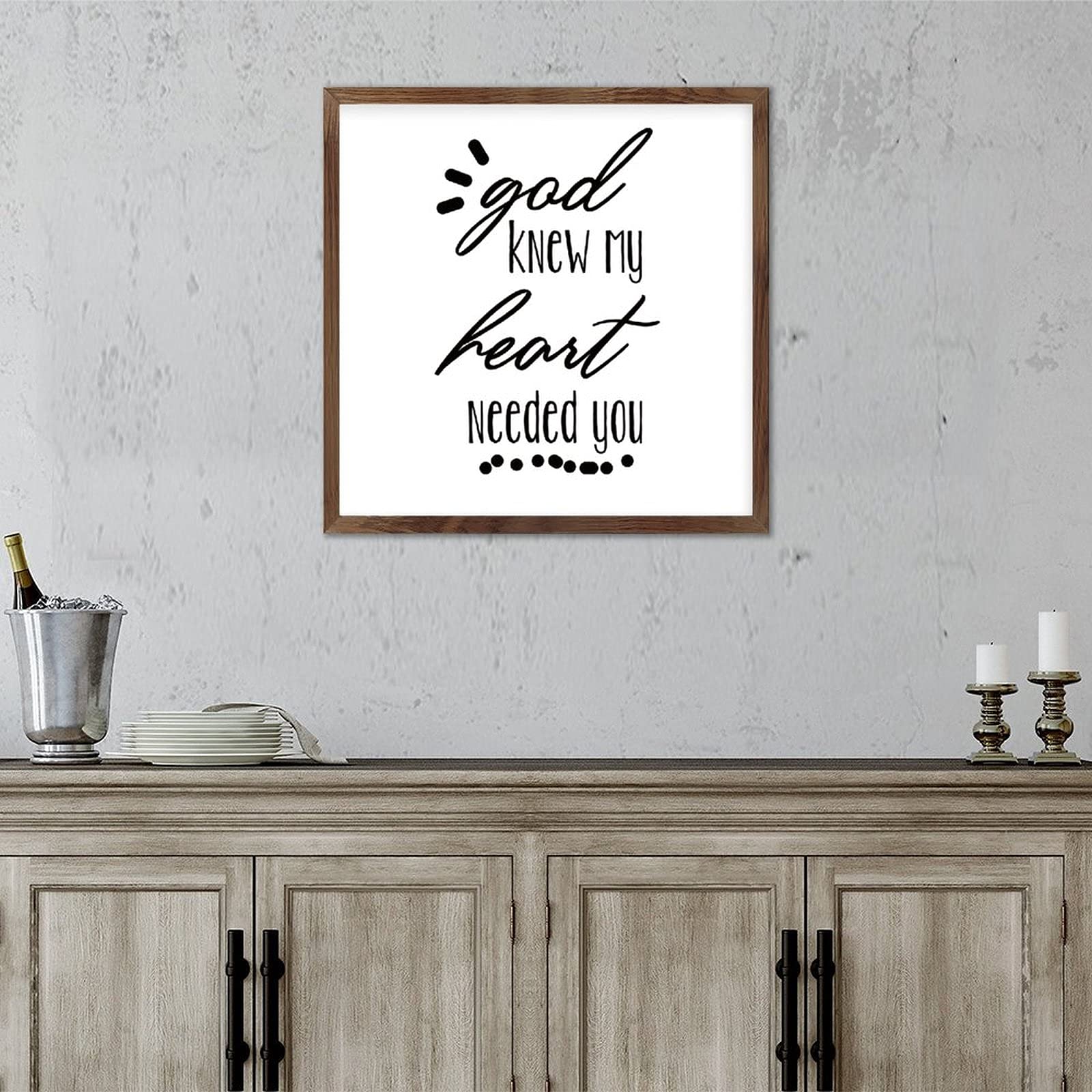 God Knew My Heart Needed You Sign - Inspirational Wall Art for Living Room, Farmhouse Decor - 12x12 Inch Wood Framed Sign - Perfect for Home Decor, Wedding Gift & Christian Housewarming Present