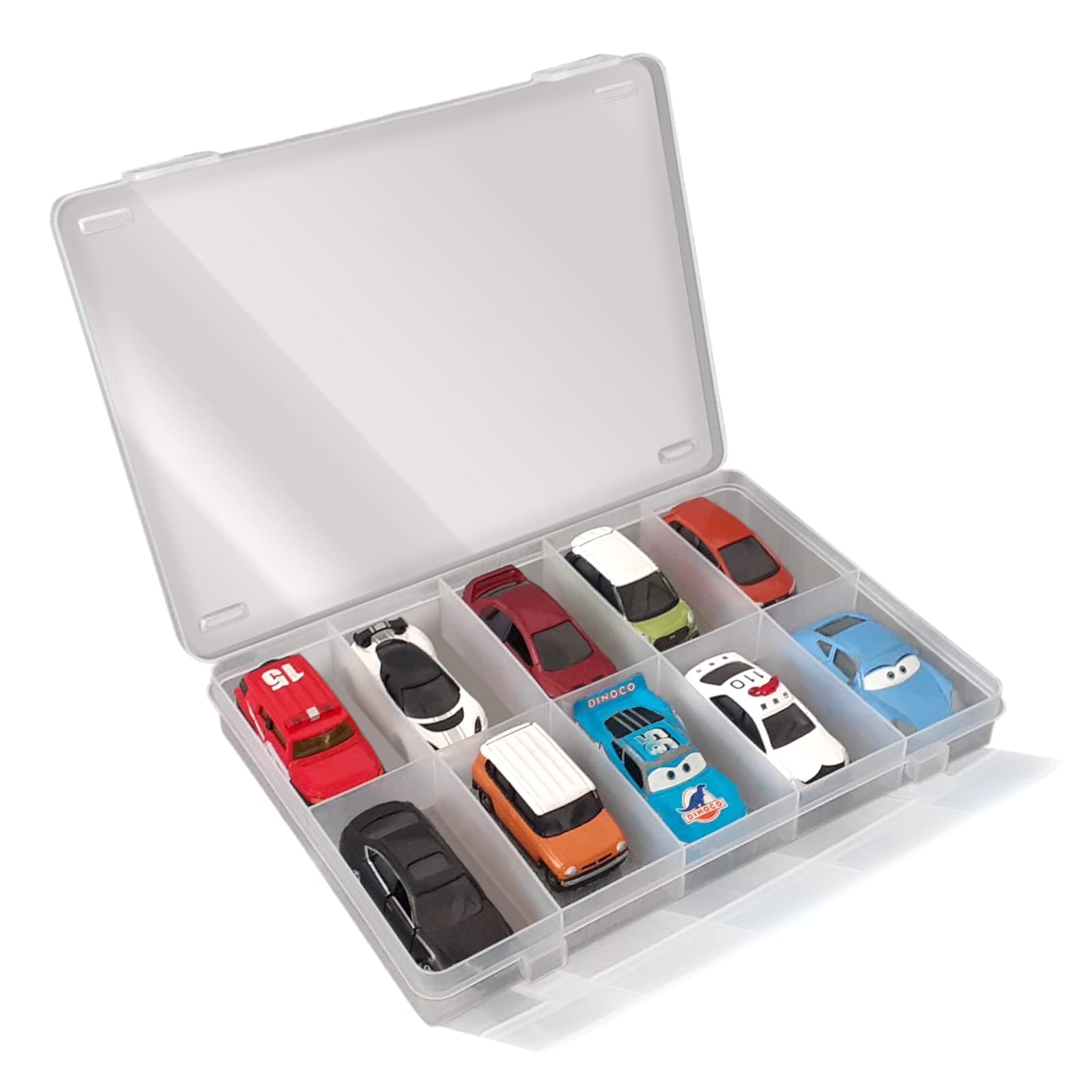 Hot Wheels & Tomica Car Organizers - Transparent Storage Box for 10 Cars - Durable Japan-Made Display Case (Box Only) - Perfect for Collectors & Kids Room Organization