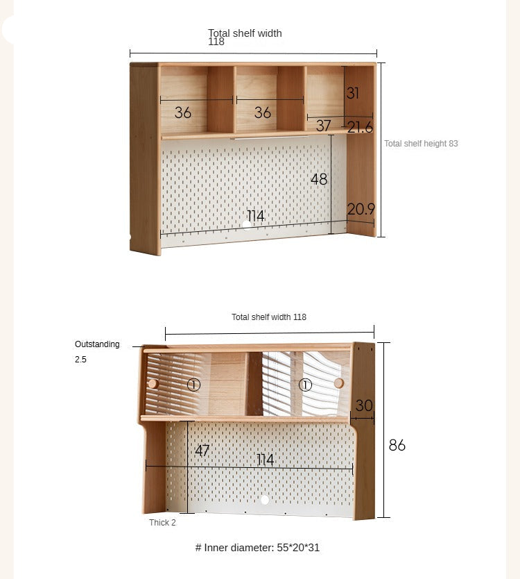 Solid Wood Study Desk with Shelf - Beech & Oak Wooden Writing Desk for Home Office, Study Room, or Library - Durable & Stylish Workspace Solution