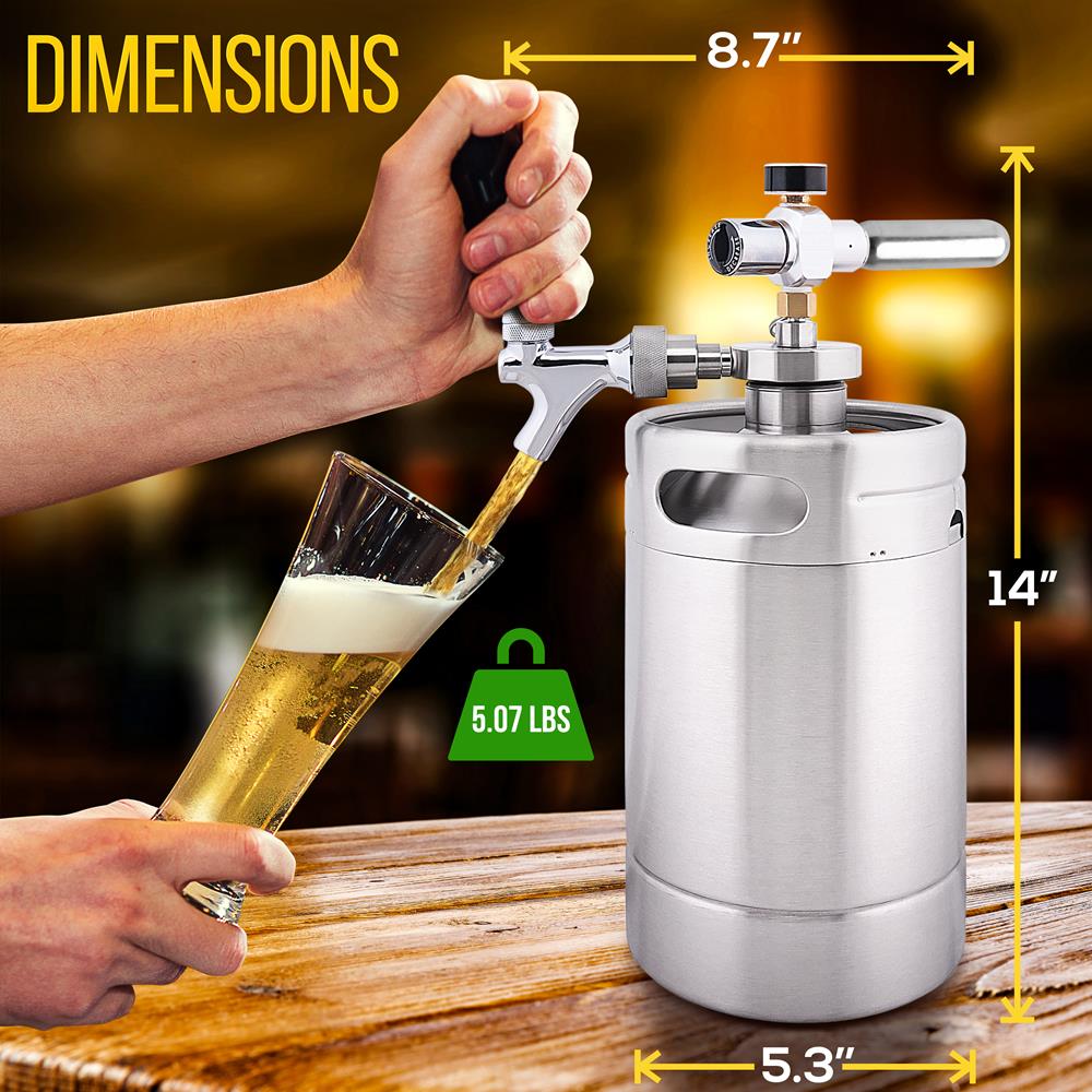 Homebrew Mini Keg Beer Dispenser - 5L Portable Draft Beer System with CO2 Charger for Home, Parties & Outdoor Use | Perfect for Home Brewing, Tailgating & Camping