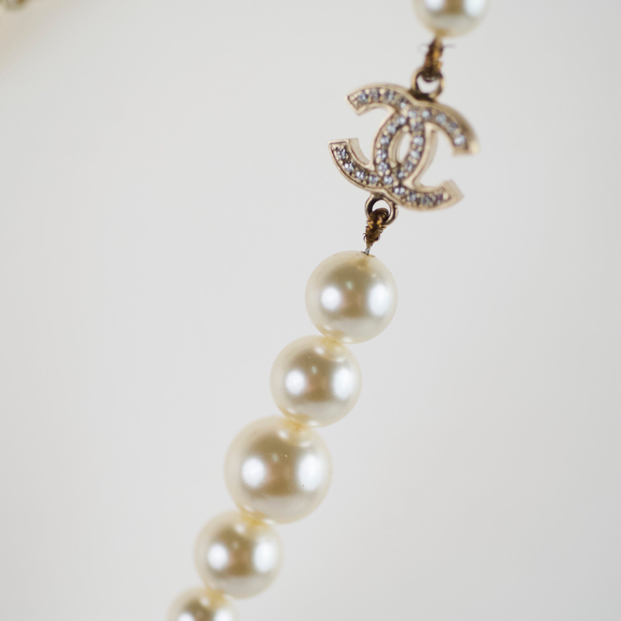 Chanel Pearl Long CC Logo Necklace - Elegant Costume Jewelry for Women | Perfect for Parties, Weddings & Special Occasions