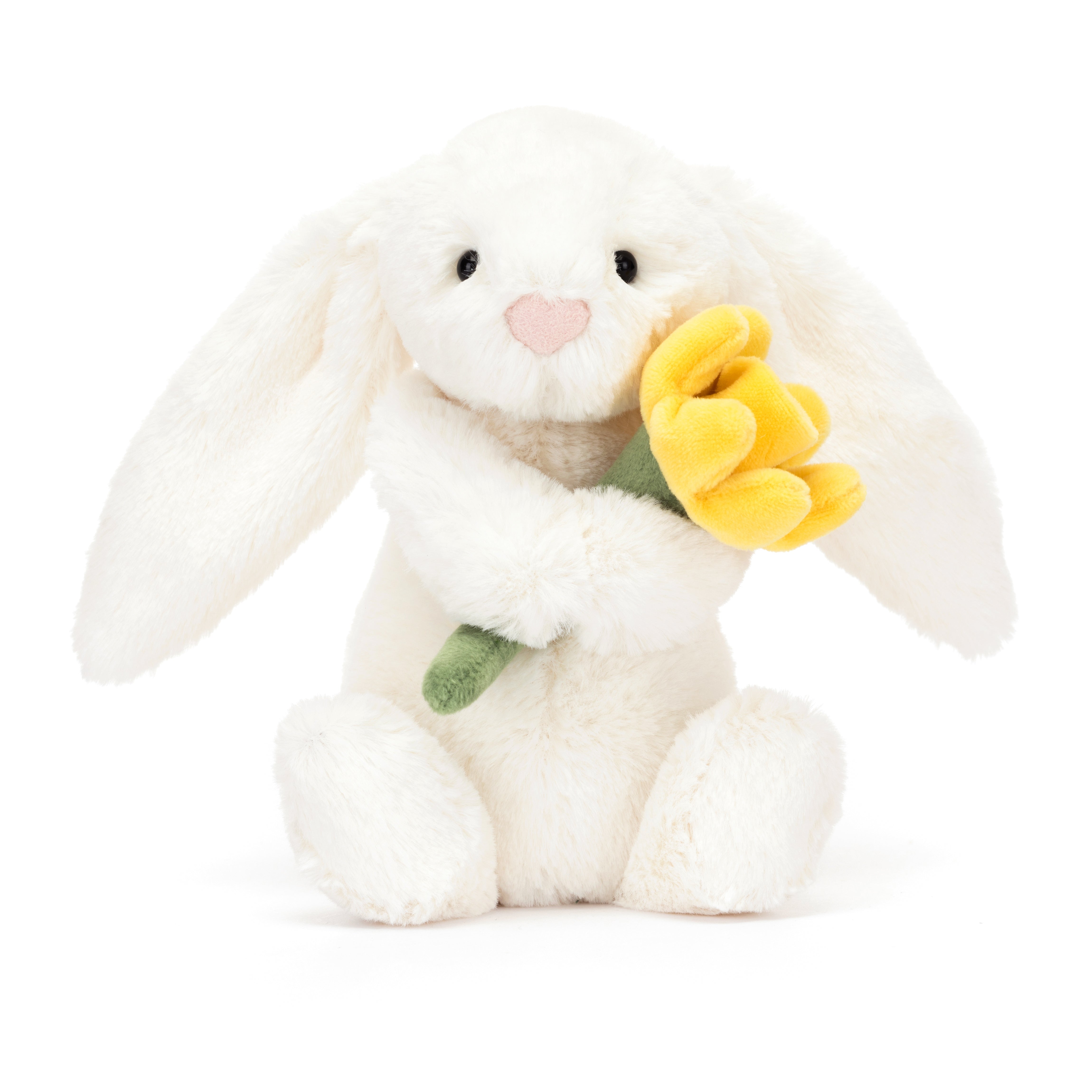Adorable Bashful Bunny Plush Toy with Daffodil - Perfect Easter Gift, Nursery Decor & Spring Home Decoration