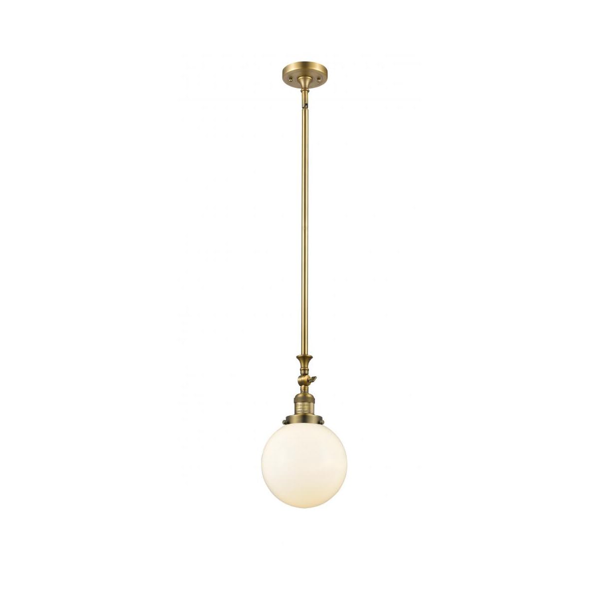 Innovations 206-BB-G201-8 1 Light Mini Pendant Light Fixture in Brushed Brass - Perfect for Kitchen Island, Dining Room, or Entryway Lighting