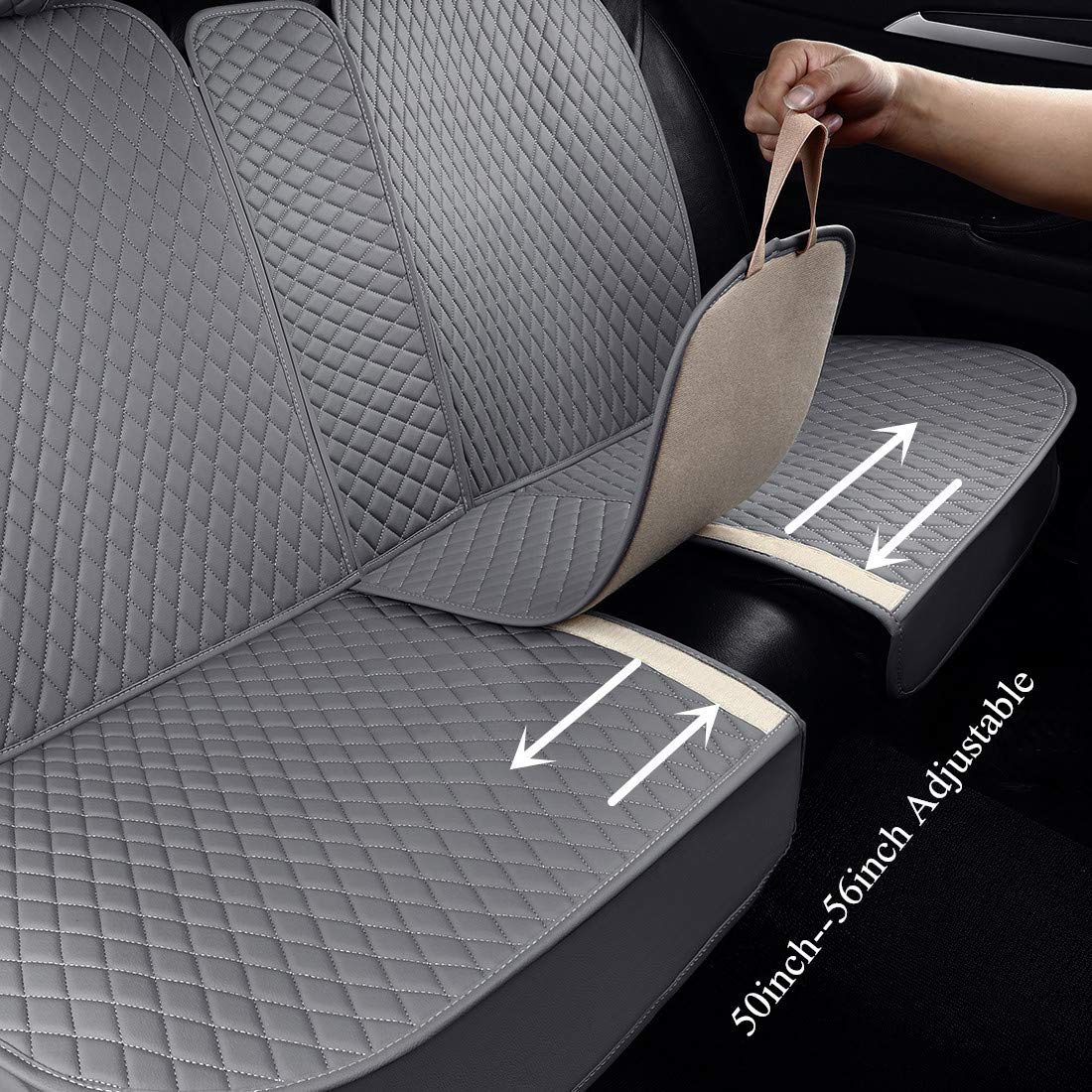 Premium Universal Leather Car Seat Covers with Crown Design - Airbag Compatible Front & Rear Set for Sedans, SUVs & Trucks (Light Gray) | Perfect for Daily Commutes, Road Trips & Protecting Your Vehicle's Interior