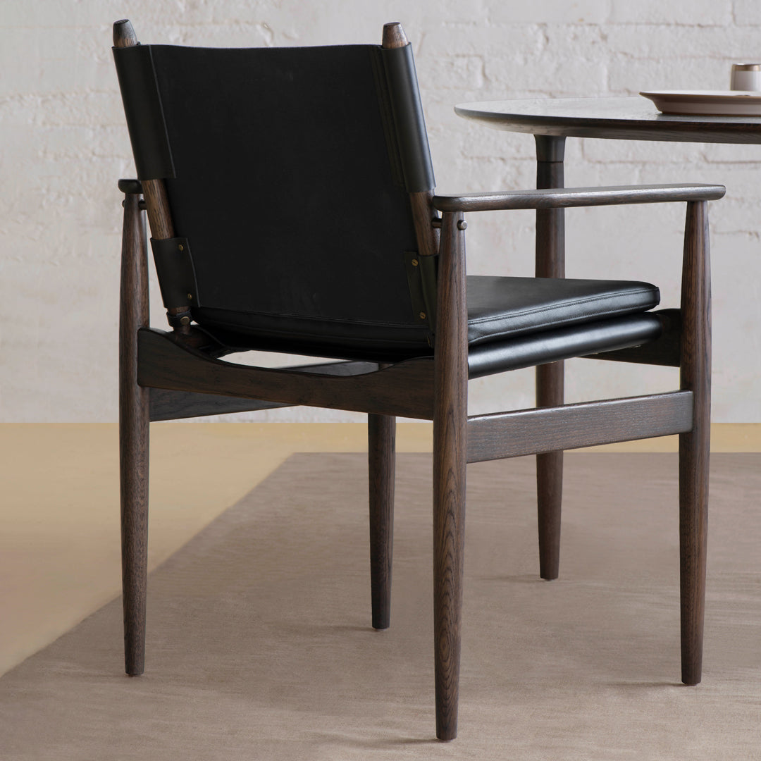 Journey Leather Dining Armchair - Premium Genuine Leather Upholstered Dining Chair with Solid Wood Frame - Perfect for Kitchen, Dining Room, Restaurant & Home Decor
