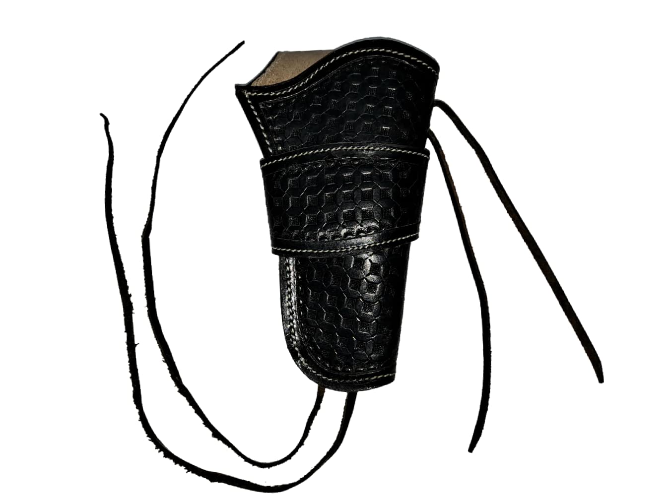 Western Leather Revolver Holster - Single Action Gun Holder with Waffle Tooling, Right Handed | Perfect for Cowboy Action Shooting & Concealed Carry