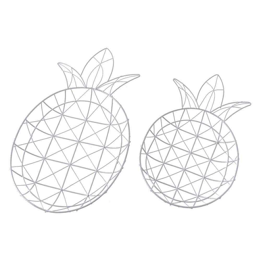Homeford Direct Wire Pineapple Serving Trays - White, 2-Piece Set with Assorted Sizes - Perfect for Fruit Display, Dessert Serving, and Kitchen Decor