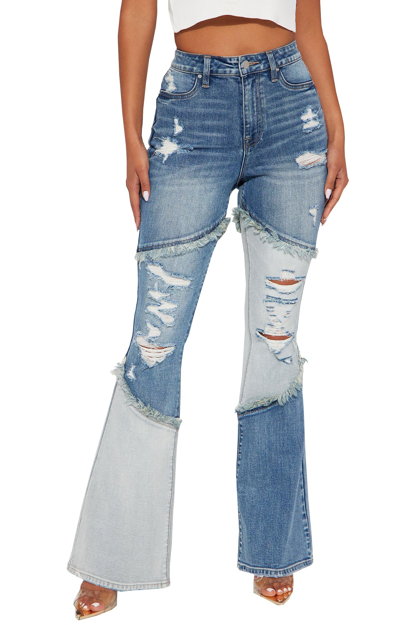 BessCops Women's Stretchy Boyfriend Jeans - Ripped Distressed Denim Mom Jean Pants for Casual Wear, Street Style & Everyday Comfort