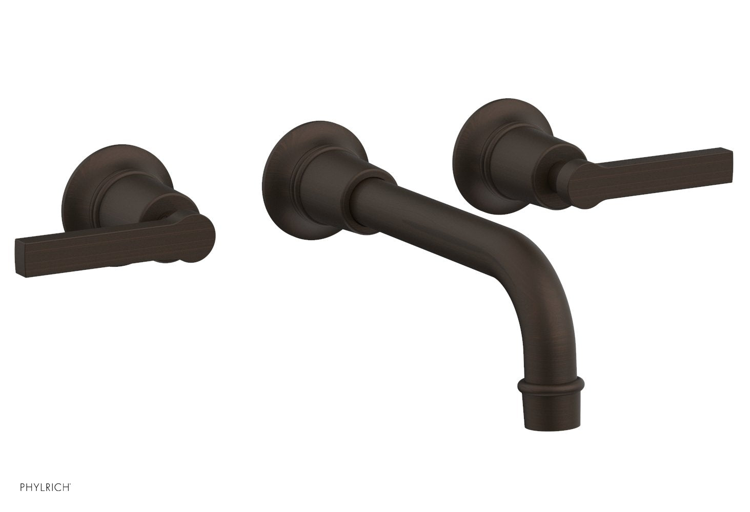 HEX MODERN Wall Mount Bathroom Faucet Set with Lever Handles - Brushed Nickel Finish - 501 14 - Perfect for Modern Home, Hotel, and Commercial Restroom Upgrades