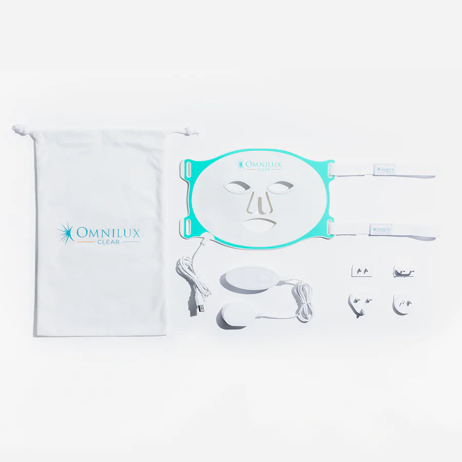 Omnilux Clear LED Face Mask for Acne Treatment - Flexible & Rechargeable Blue & Red Light Therapy for Clear Skin - Perfect for At-Home Skincare Routine & Professional Use