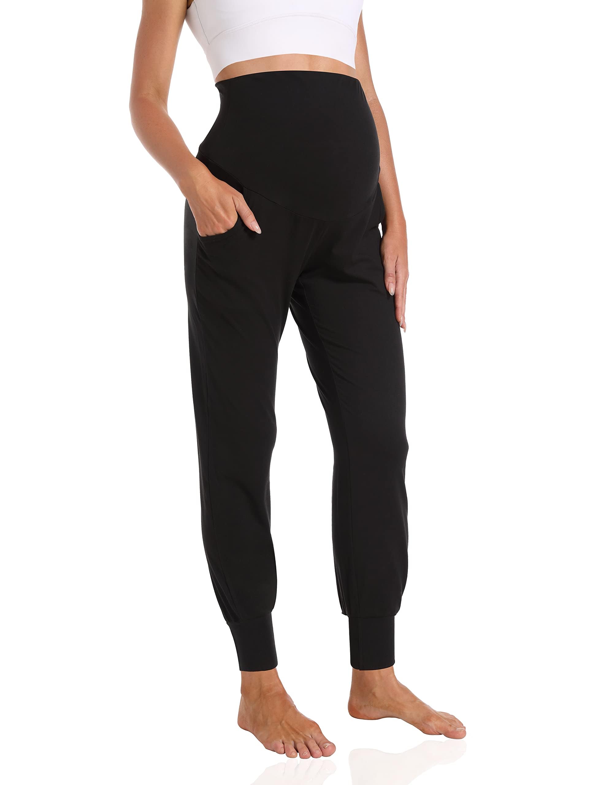 Foucome Women's Maternity Pants - Stretchy Jogger Sweatpants for Pregnancy, Comfy Casual Workout & Lounge Pants with Pockets - Perfect for Yoga, Running Errands and Relaxing at Home