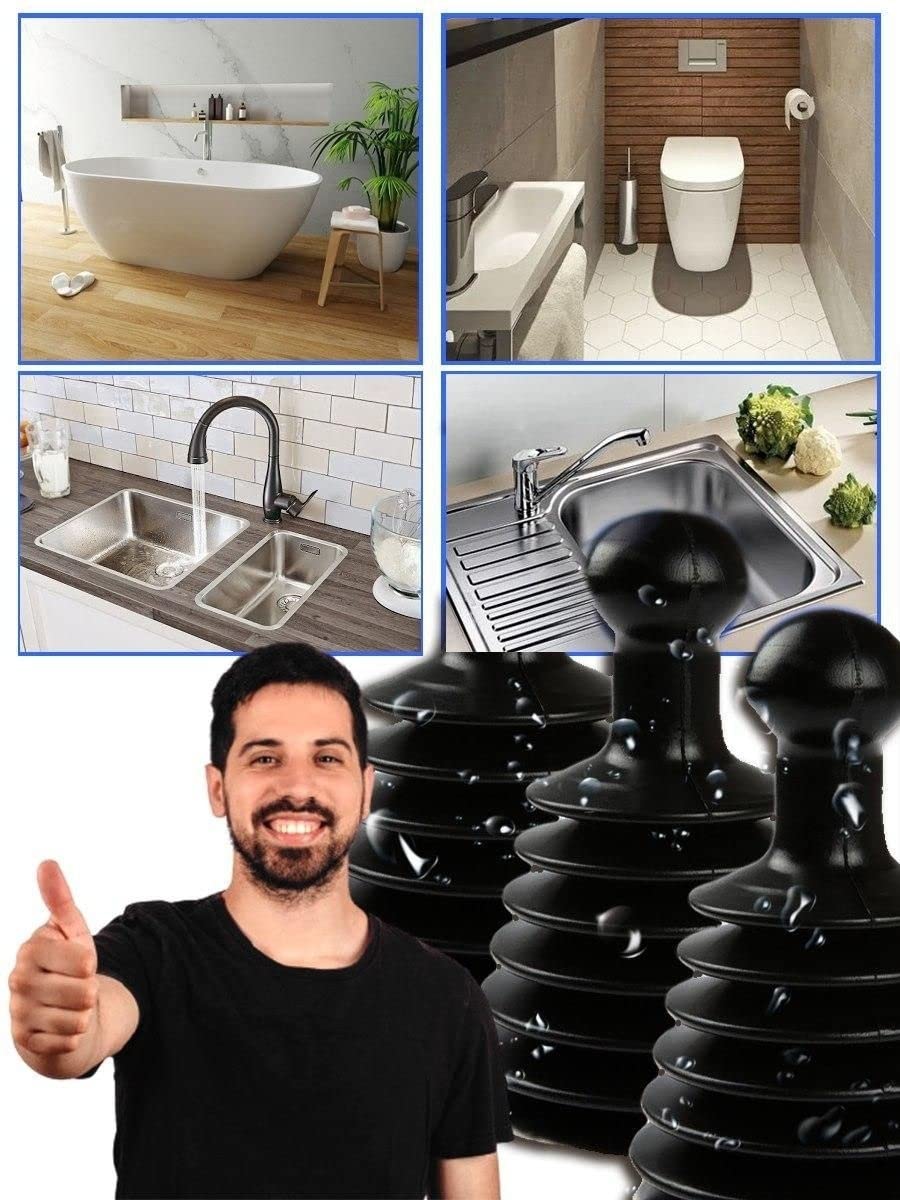 Mighty Tiny Plunger - Powerful Mini Sink & Drain Plunger for Bathroom, Kitchen, RV - Fast & Easy Unclogging Tool - Black (Perfect for Showers, Bathtubs, Small Sinks & Travel Use)