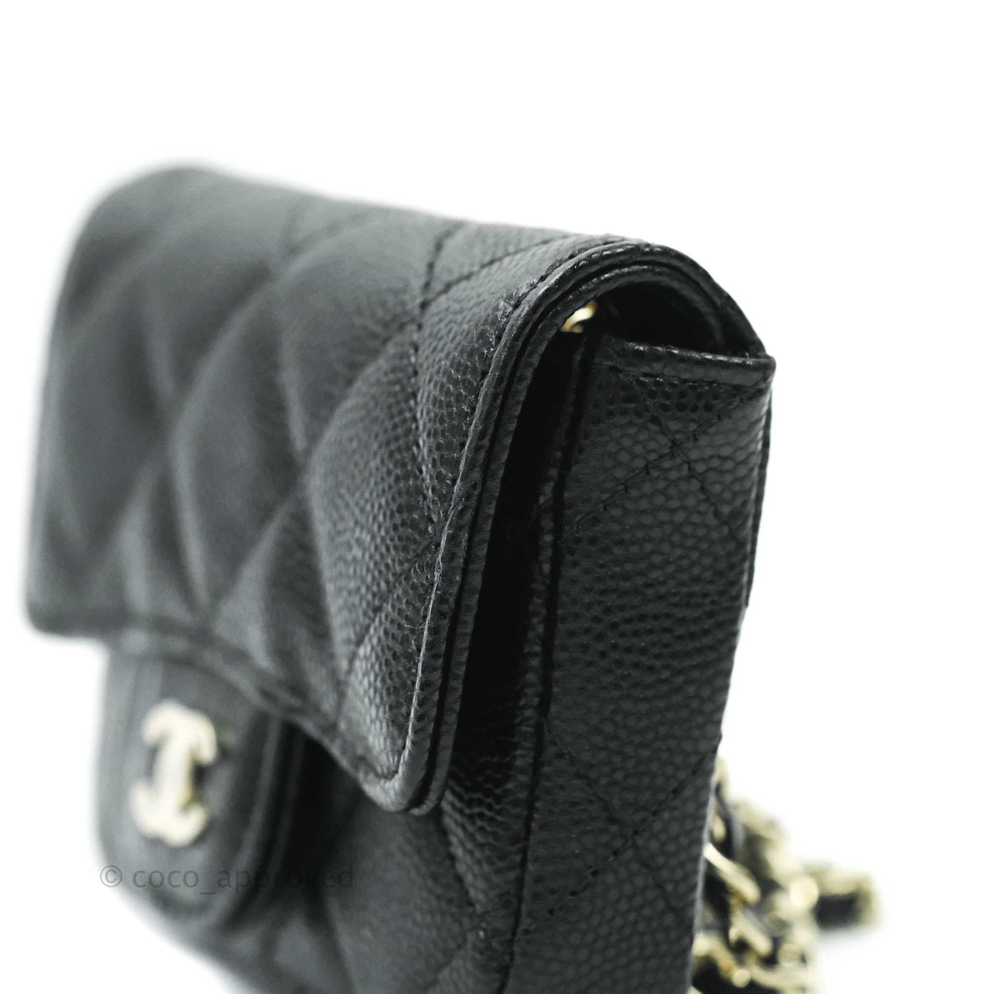 Chanel Classic Flap Belt Bag in Black Caviar Leather with Gold Hardware - Luxury Crossbody Bag for Women, Perfect for Everyday Wear & Special Occasions