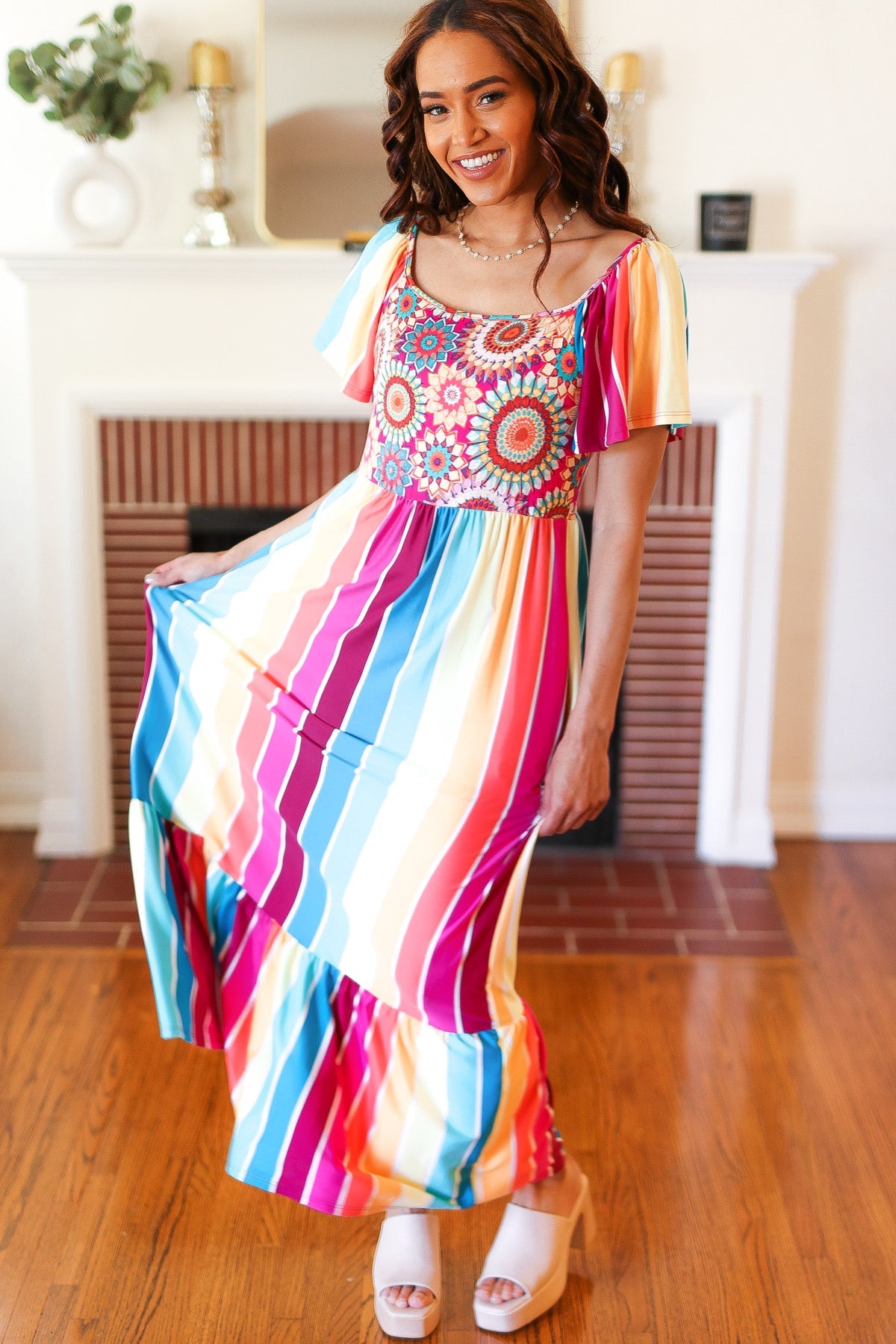 Stylish Fuchsia & Teal Striped Crochet Print Women's Top | Boho Chic Blouse for Summer | Perfect for Beach Vacations & Music Festivals