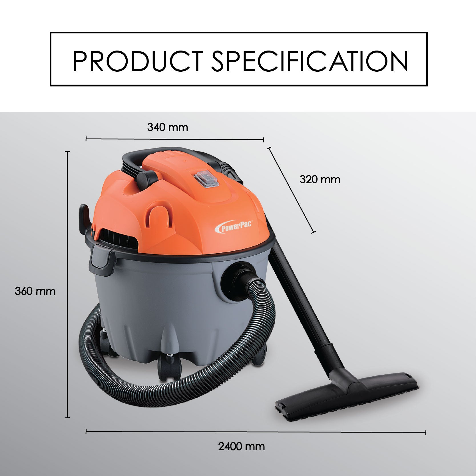 PPV1500 Powerful Wet & Dry Bagless Vacuum Cleaner - Ideal for Home, Garage, and Workshop Cleaning