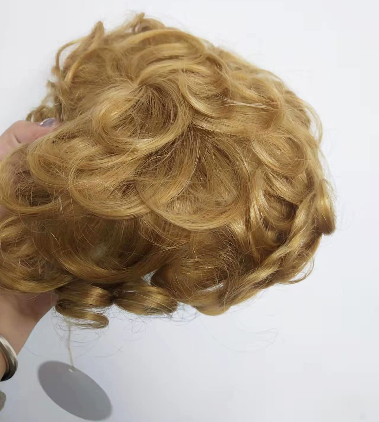 Natural Human Hair Topper Closure | 13x13cm Curly Clip-in Hairpiece | Short Curly Hair Weaving Replacement Wiglet for Women with Thinning Hair | 10inch Honey Blonde Color | Perfect for Daily Wear, Parties & Special Occasions