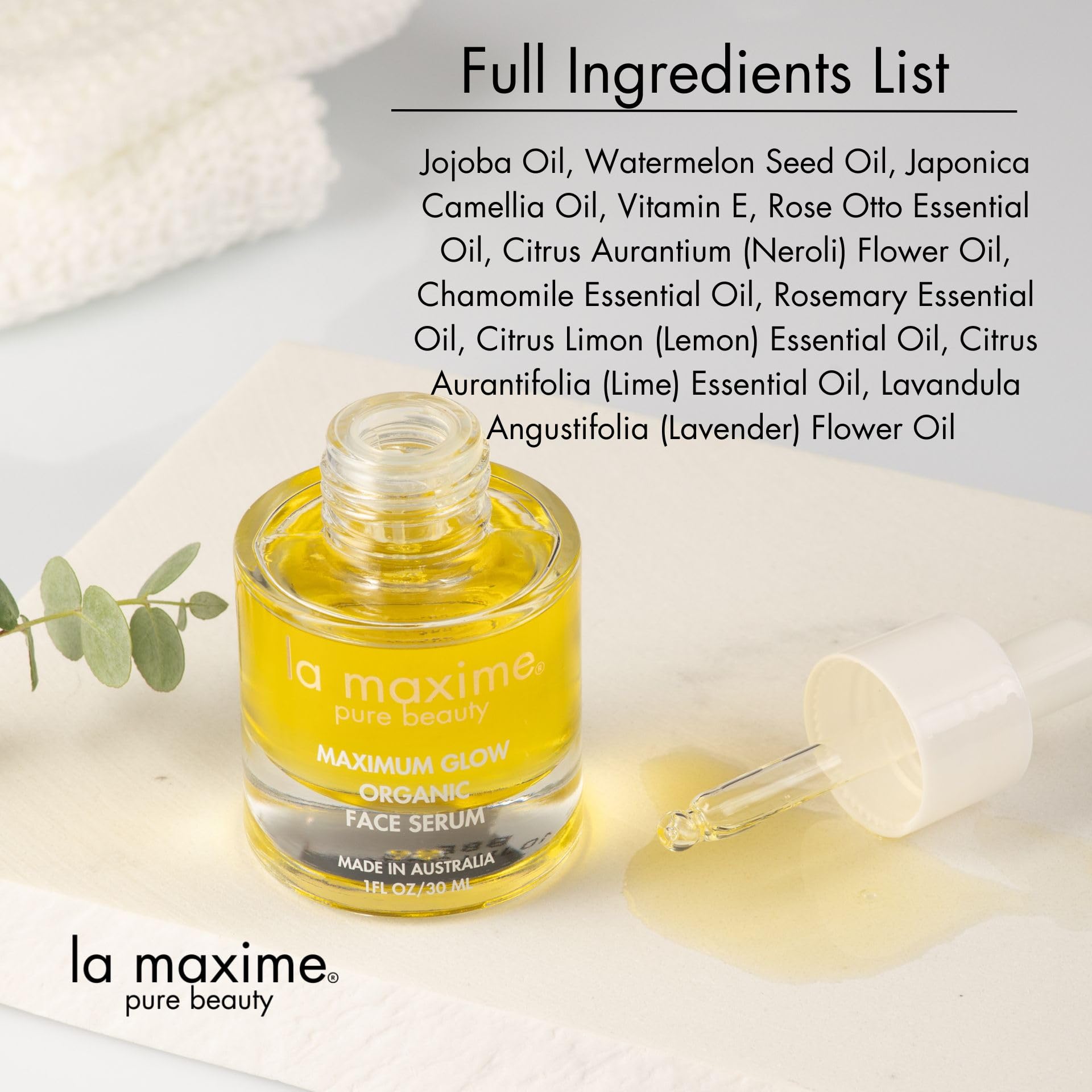 Maximum Glow Organic Face Serum - Intense Hydration, Radiant Glow & Ultra Firming (1 Fl Oz) | Anti-Aging Skincare for Dry Skin, Day & Night Use, Vegan & Cruelty-Free