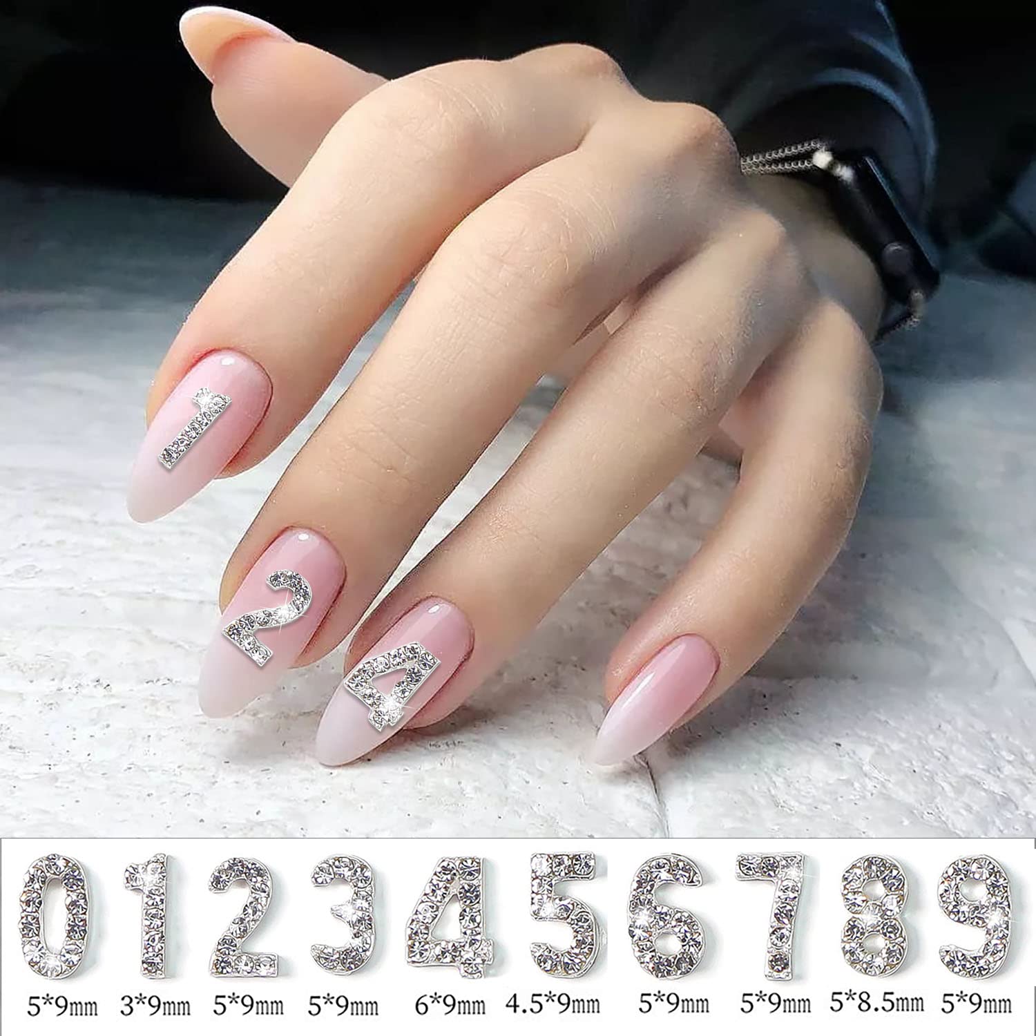 30pcs SILPECWEE Silver Number Nail Charms - 3D Nail Art Jewelry, Rhinestones & Studs for Acrylic Nails - DIY Manicure Decorations (Perfect for Nail Art, Wedding, Party & Special Occasions)