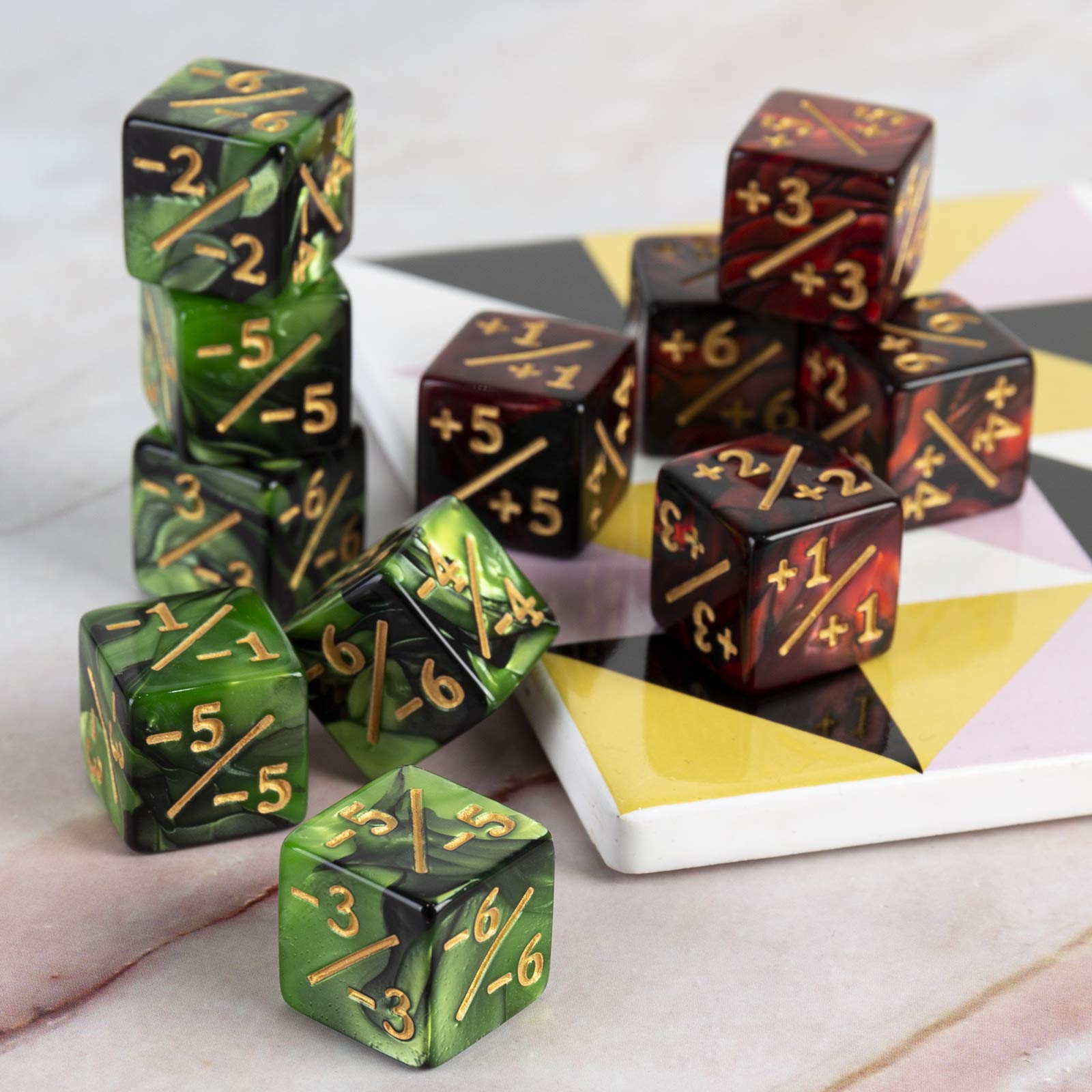 48-Piece MTG Dice Counter Set for Magic The Gathering - +1/+1 Counters, Loyalty & Life Tokens - Premium Ruby & Emerald Gaming Accessories - Perfect for Card Games, Tournaments & Collectors