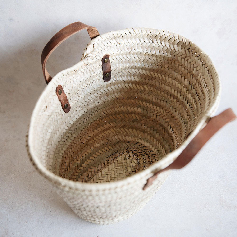 Classic Woven Palm Leaf Market Shopping Tote Bag - Eco-Friendly Reusable Grocery Bag for Farmers Market, Beach & Picnic