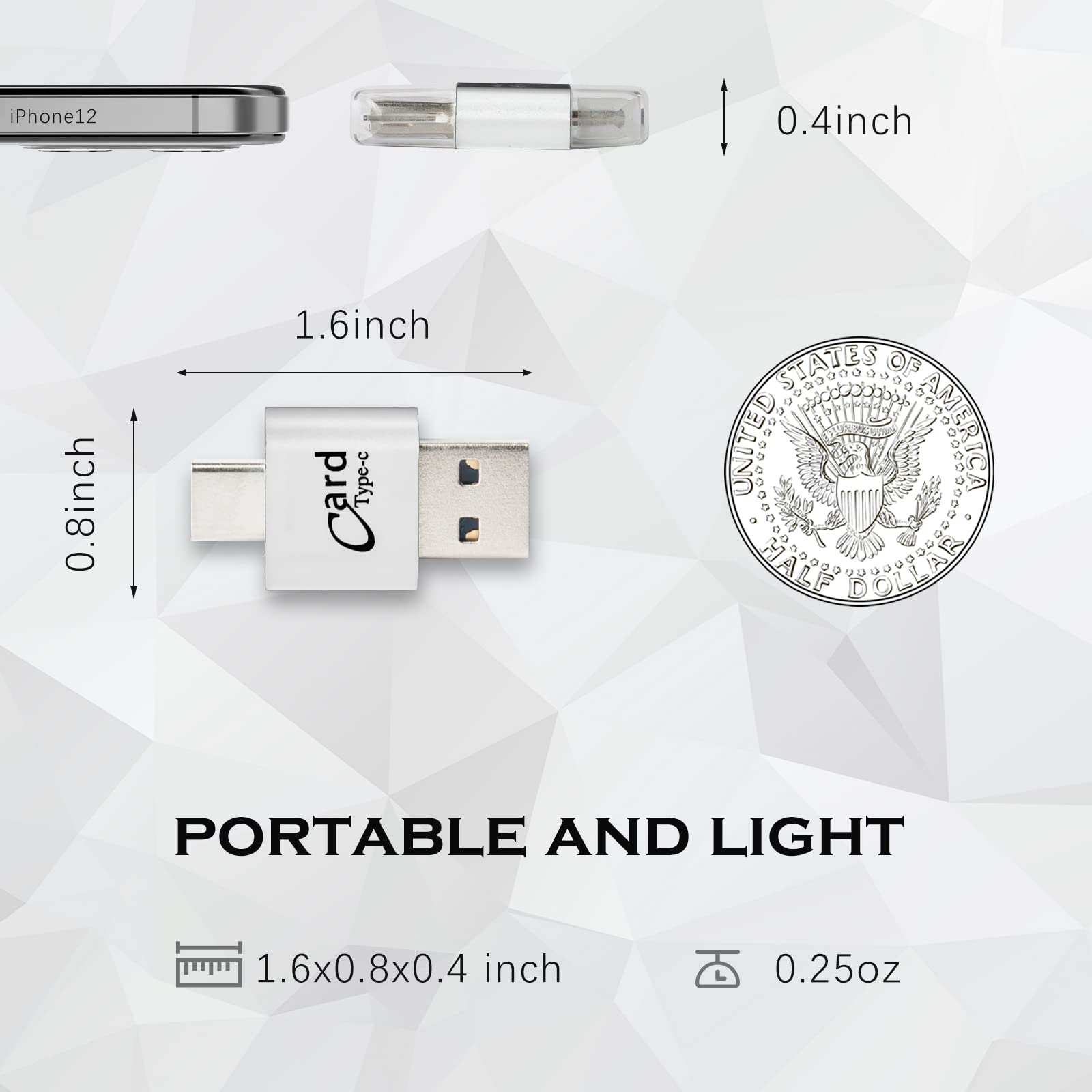 2-Pack USB C SD Card Reader - Micro SD Adapter for Android, PC & Camera - Silver