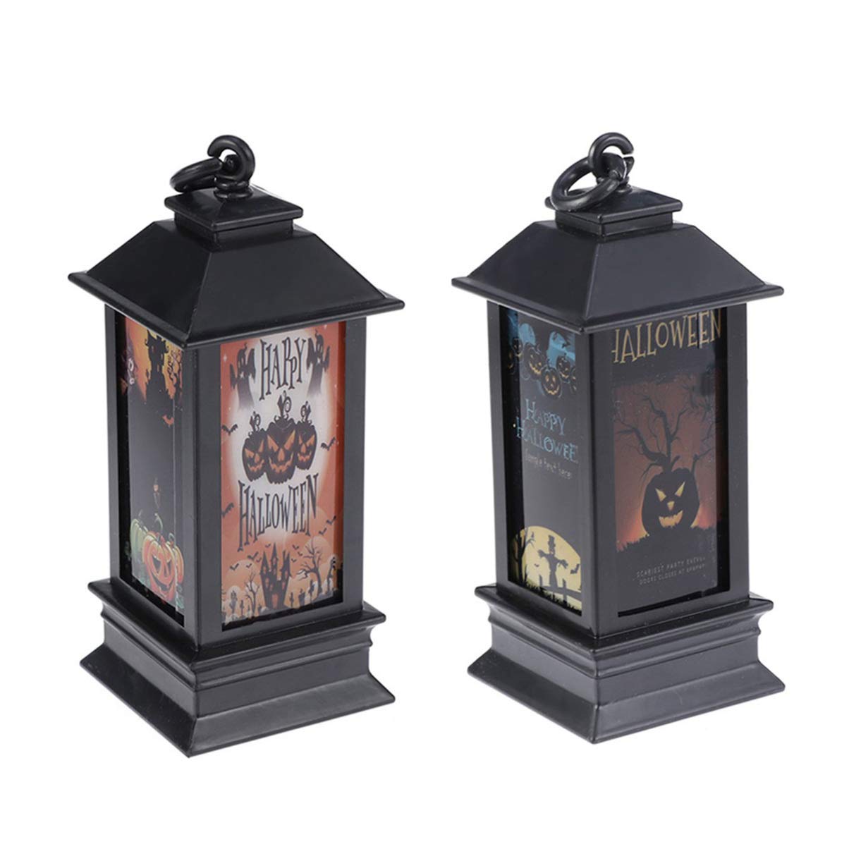 Amosfun 2-Pack Halloween LED Flameless Candles with Pumpkin Scarecrow Design - Battery Operated Flickering Night Lights for Home Decor, Party, Bar & Festival (Indoor/Outdoor Use)