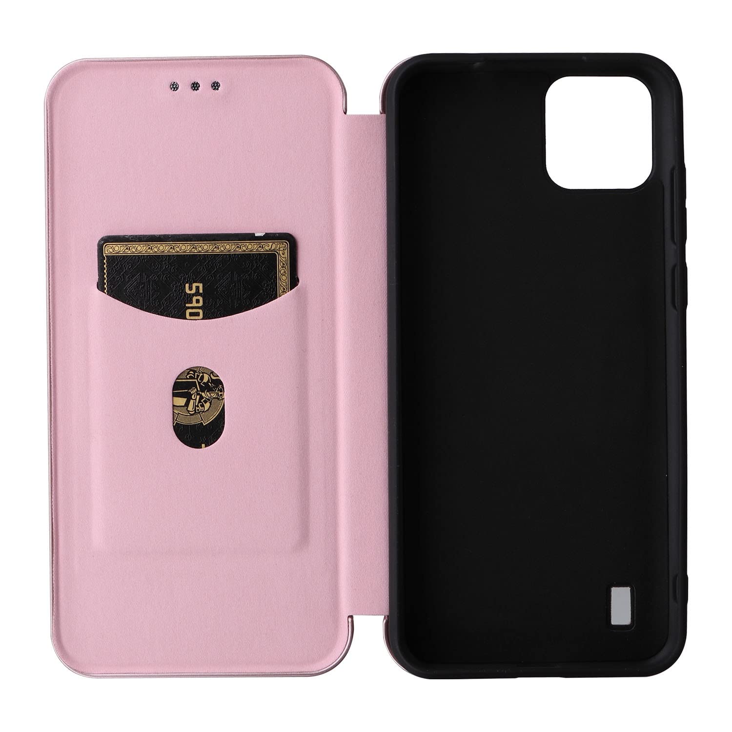 Luxury Carbon Fiber PU+TPU Hybrid Flip Wallet Case for Blackview A55 - Shockproof Full Protection Phone Cover (Pink) | Perfect for Business, Travel & Everyday Use
