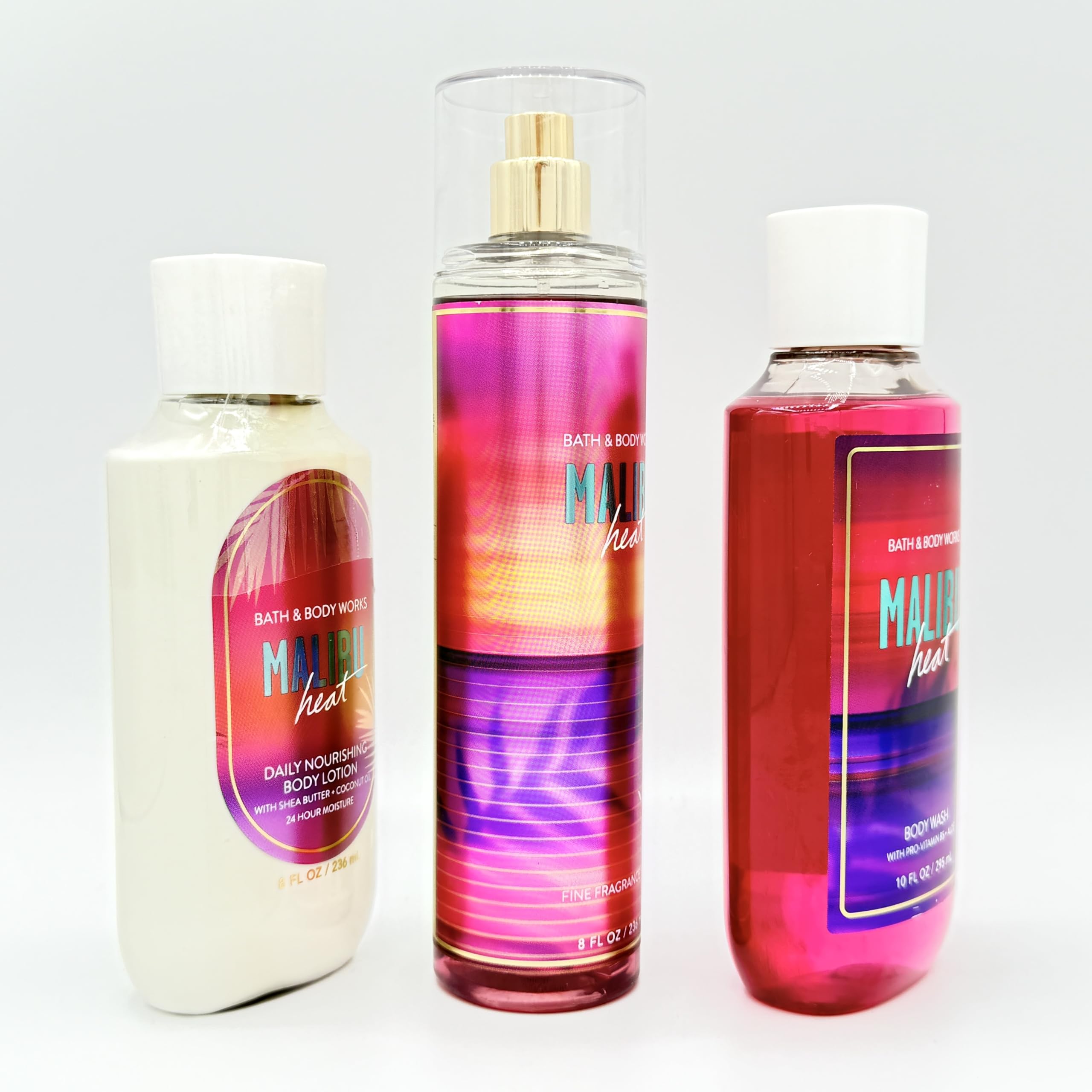 Malibu Heat 3-Piece Bath & Body Set - Nourishing Body Lotion, Refreshing Fragrance Mist & Hydrating Body Wash | Daily Skincare Routine, Gift for Her, Spa Day Essentials
