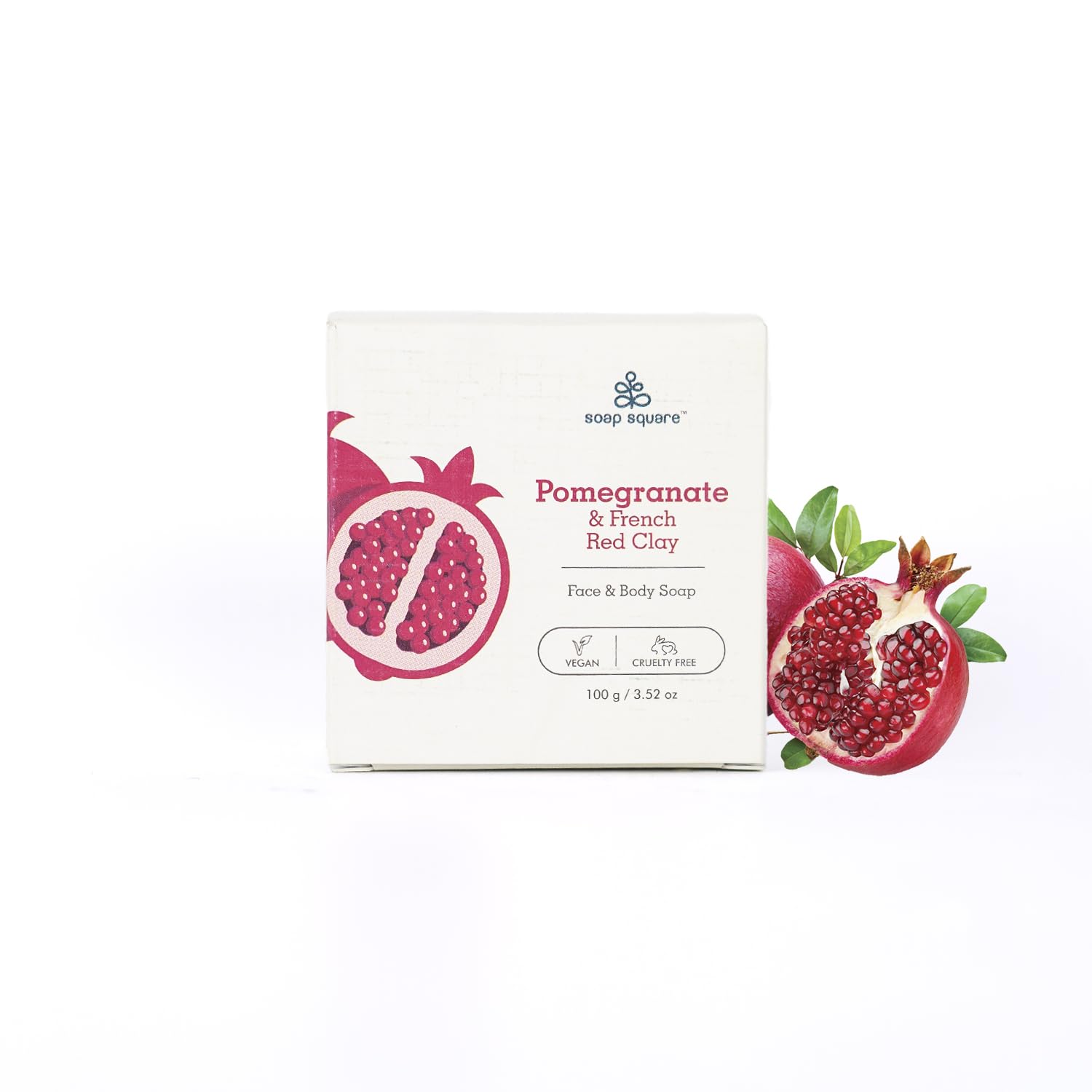 Pomegranate & French Red Clay Soap Bar - SLS Free, Paraben Free, Cruelty-Free, Vegan Handmade Soap for Sensitive Skin - Natural Bath & Body Care Gift (100g) - Perfect for Daily Cleansing, Spa Days & Eco-Friendly Gifting