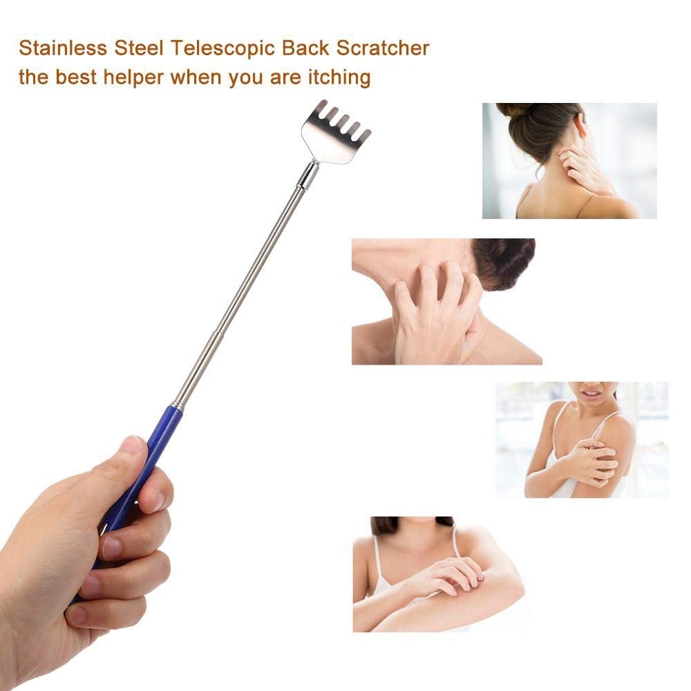 Somapa 2 Pack Extendable Telescopic Back Scratcher - Stainless Steel Hand Massage Tool (6.1 to 19.68 Inches) for Itch Relief & Relaxation - Perfect for Home, Office & Travel Use