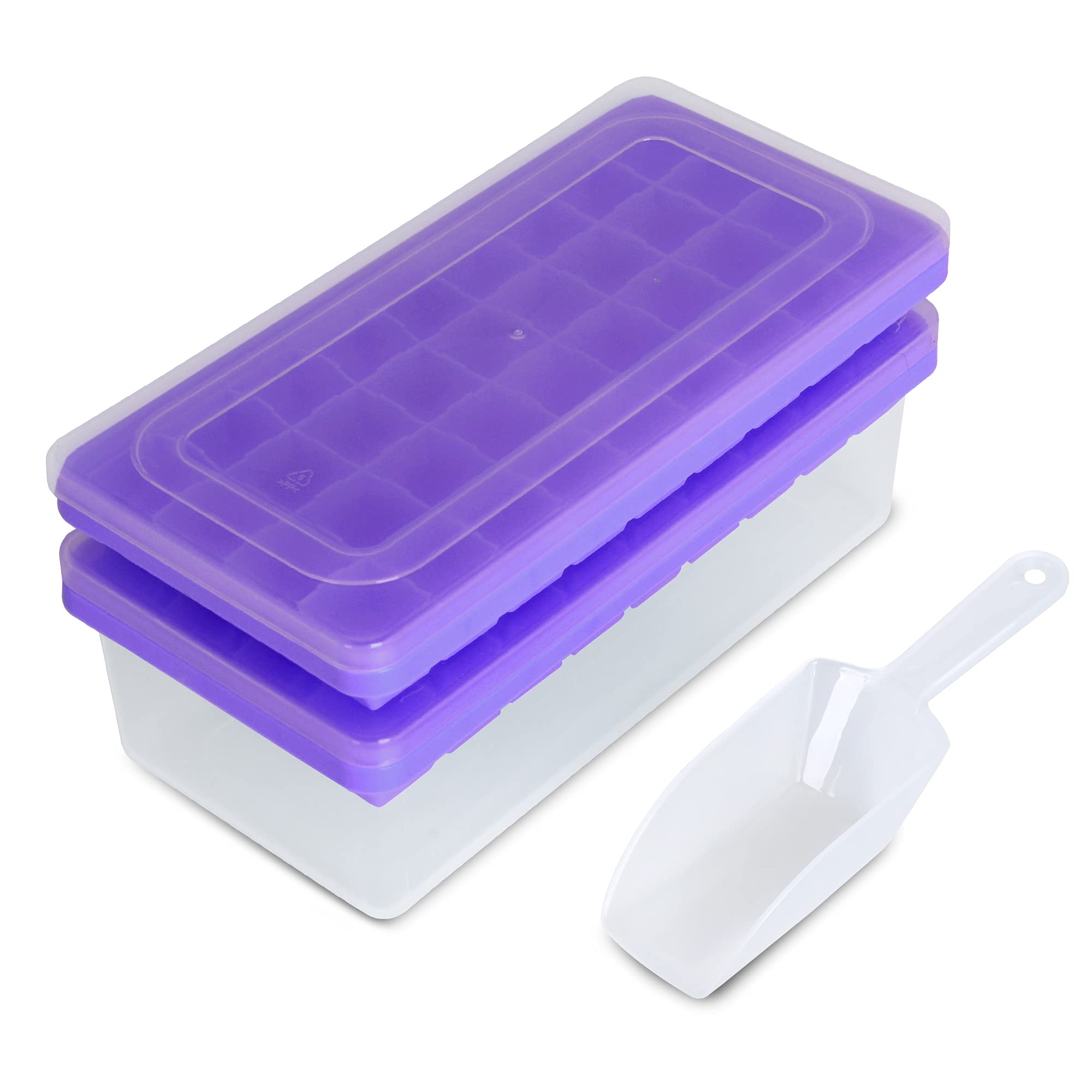 Premium Food-Grade Silicone Ice Cube Tray Set with Lid & Storage Bin - 2x36 Small Nugget Ice Molds + Ice Bucket & Scoop - Flexible Freezer-Safe Ice Cube Maker for Cocktails, Smoothies & Beverage Chilling