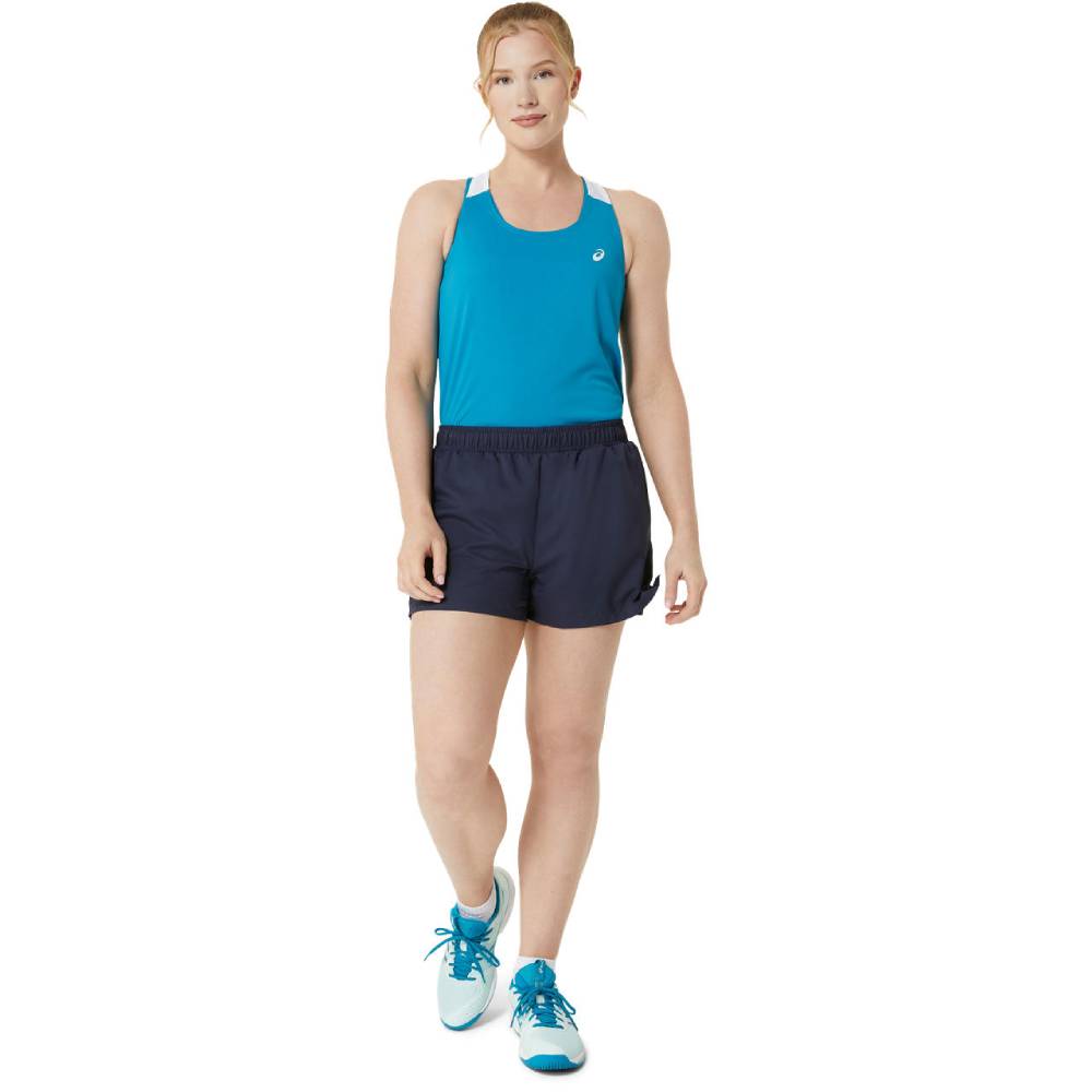 ASICS Women's Court Tank Top - Breathable Workout Shirt for Tennis & Running (Teal Blue/Brilliant White) | Gym, Yoga & Athletic Training Apparel