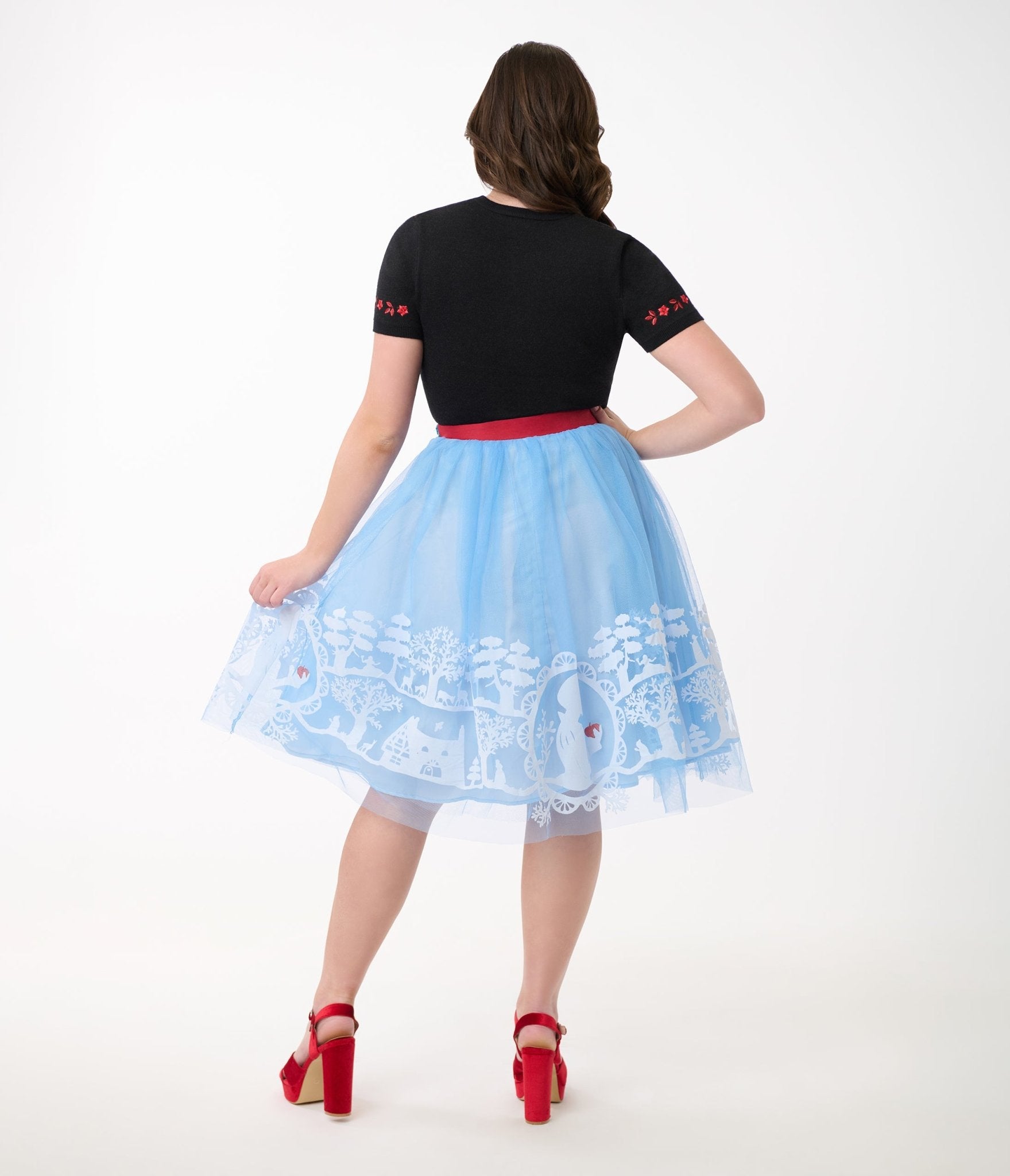 Disney Snow White Baby Blue Flocked Tulle Ballerina Skirt | Unique Vintage Collection | Perfect for Cosplay, Disneybounding & Fairy Tale Themed Parties