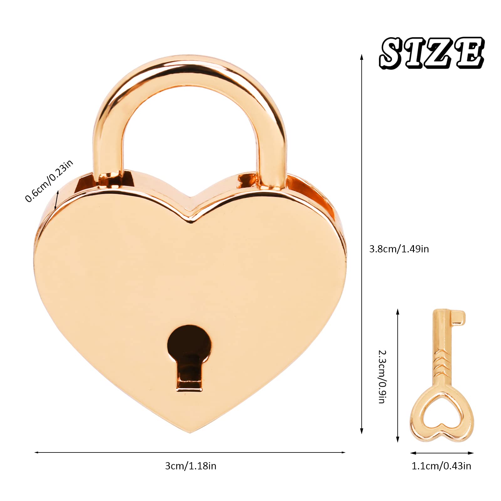 VerRich 2Pcs Golden Heart Shaped Padlock Mini Locks with Keys - Secure Your Handbag, Jewelry Box, Storage Box & Diary Book | Perfect for Valentine's Gifts, Travel Accessories & Home Organization